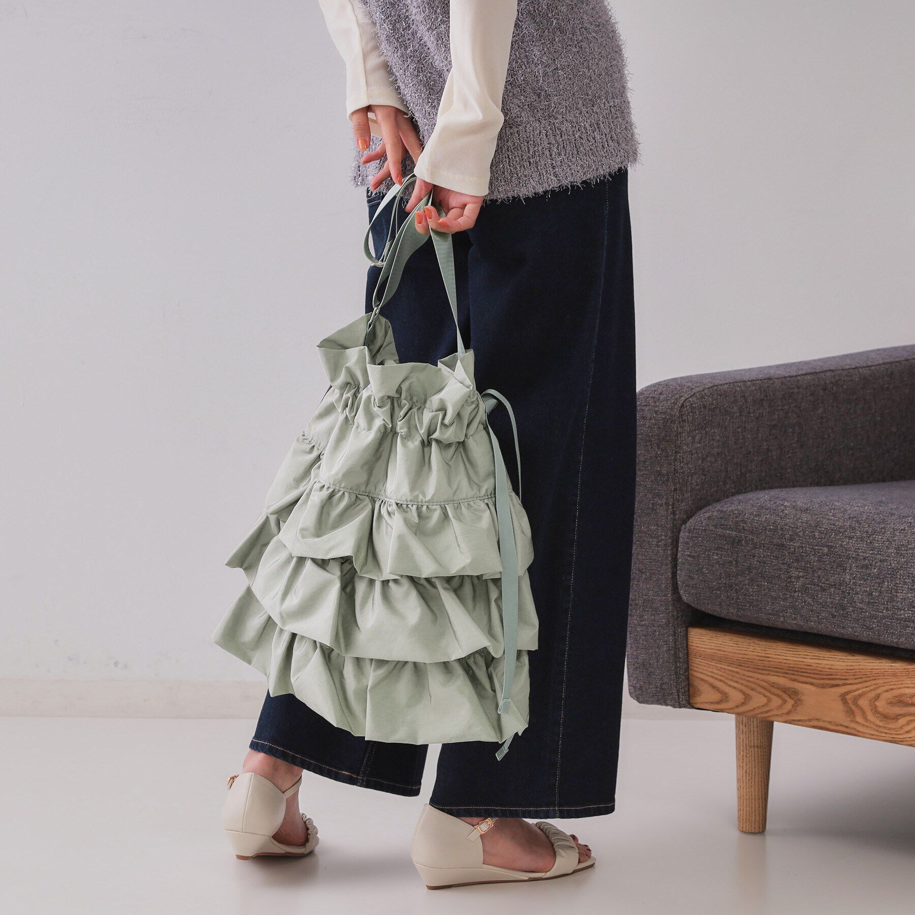 OPAQUE.CLIP「【長さ調整可能】ドロストリボンフリルティアードショルダーバッグ」|ショルダー・メッセンジャー|