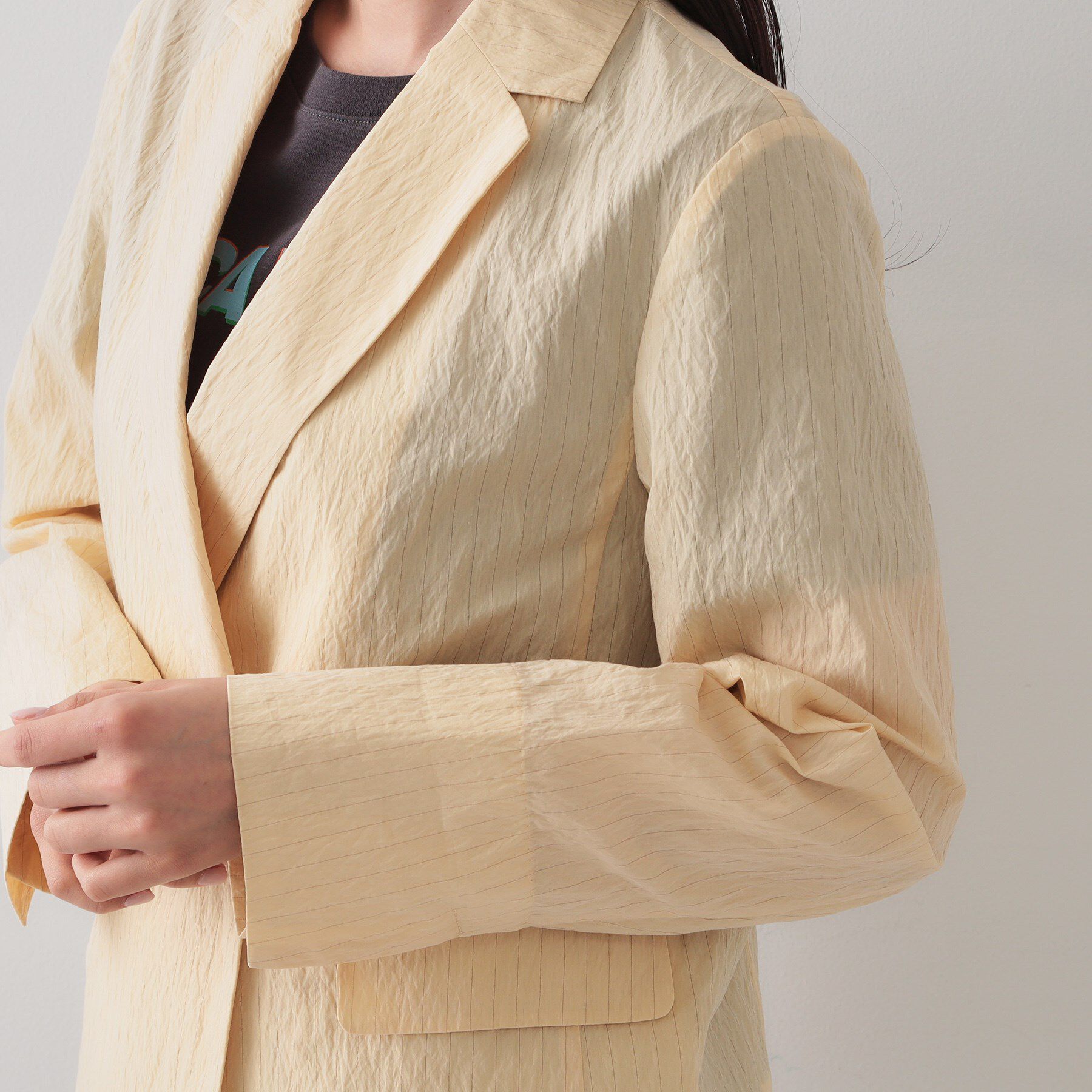 OPAQUE.CLIP「シアーストライプテーラードジャケット【洗濯機洗い可】」|テーラードジャケット|