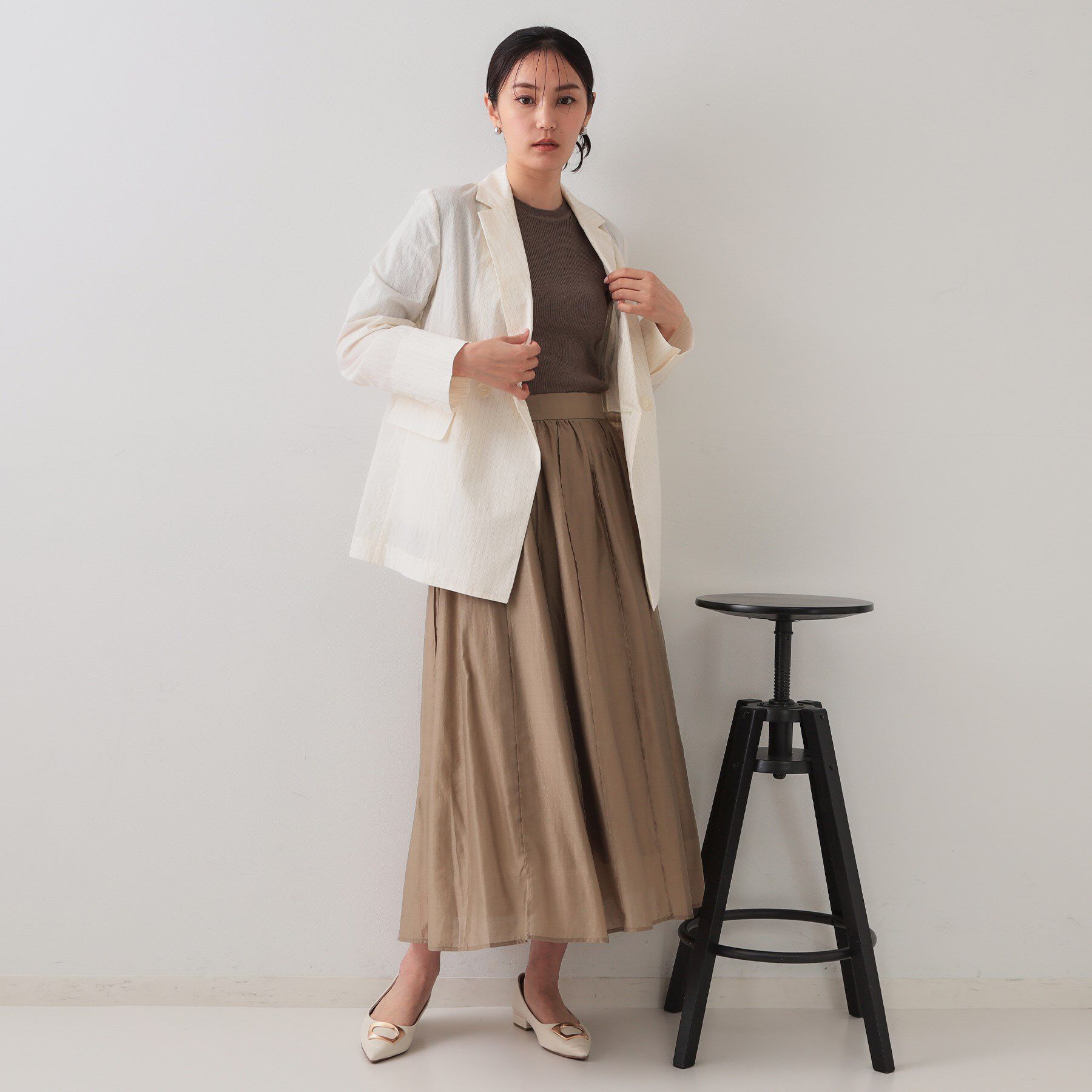 OPAQUE.CLIP「シアーストライプテーラードジャケット【洗濯機洗い可】」|テーラードジャケット|