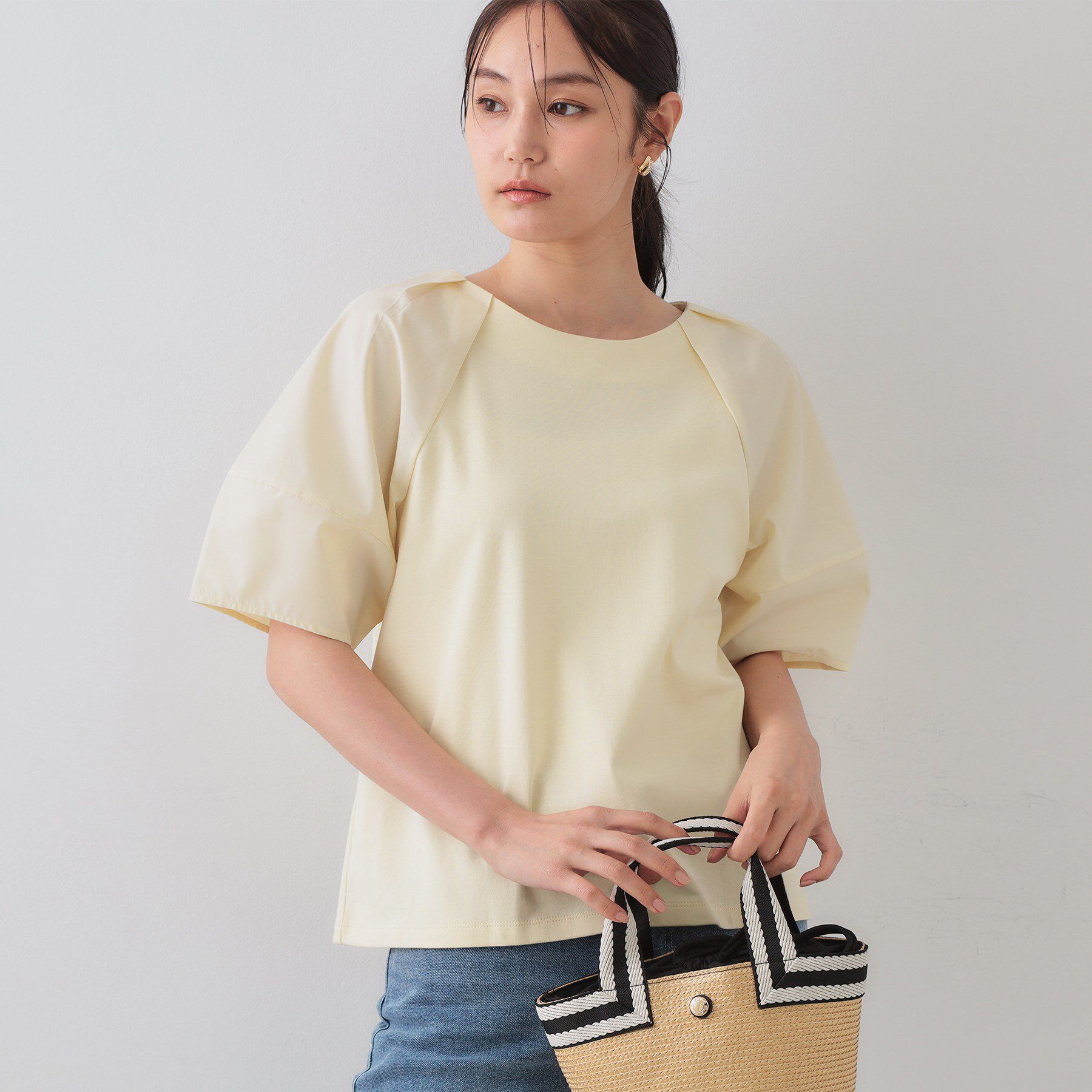 OPAQUE.CLIP「《S-LLサイズ》ランタンスリーブトップス【UV/接触冷感/洗濯機洗い可】」|Tシャツ・カットソー|