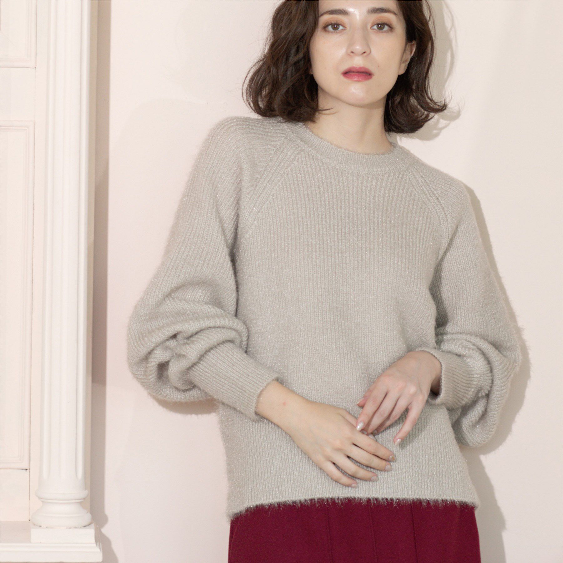 OPAQUE.CLIP「クリアシャギークルーネックニット【洗える】」|ニット・セーター|