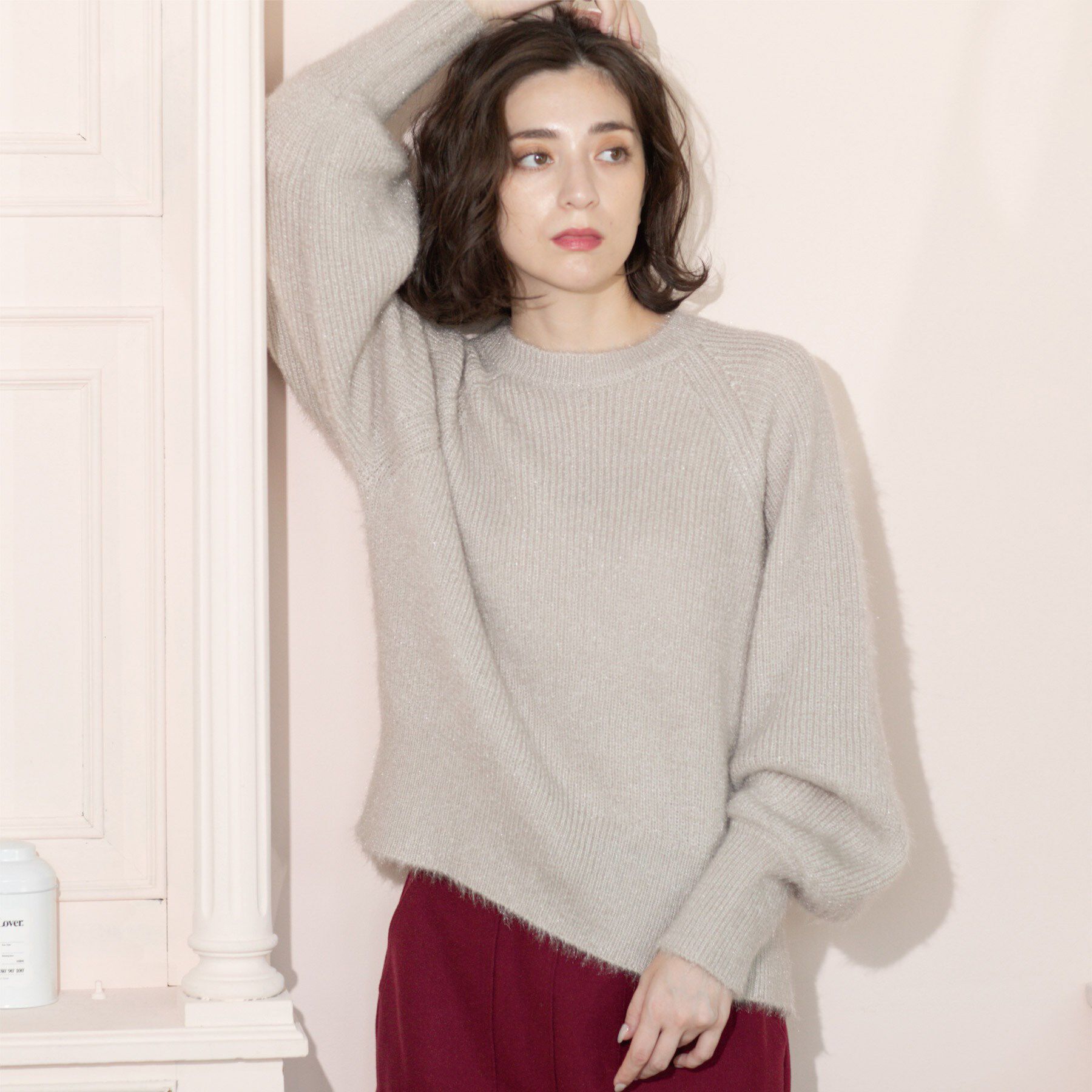 OPAQUE.CLIP「クリアシャギークルーネックニット【洗える】」|ニット・セーター|グレージュ(050)