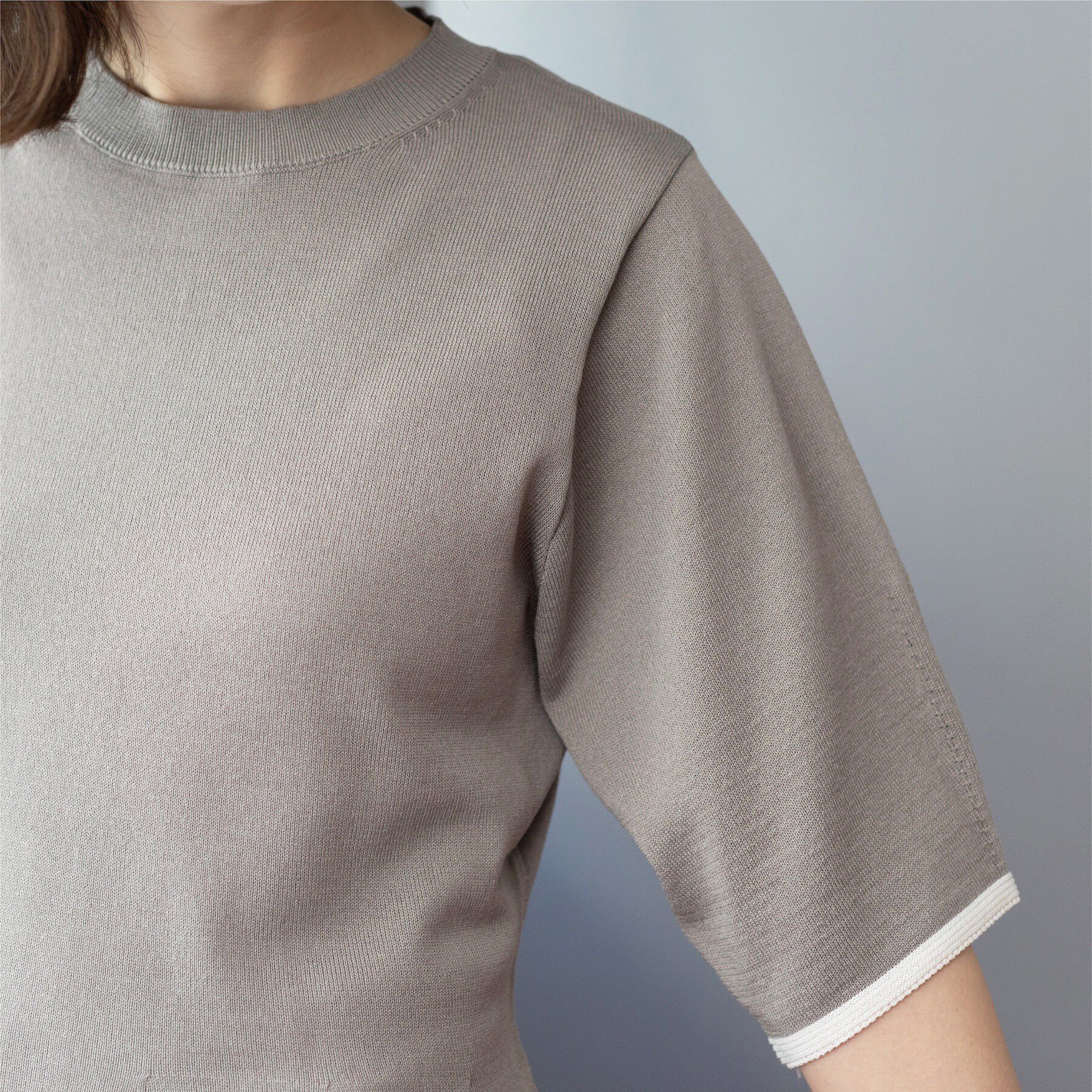 OPAQUE.CLIP「配色ライン ペプラムニット」|ニット・セーター|