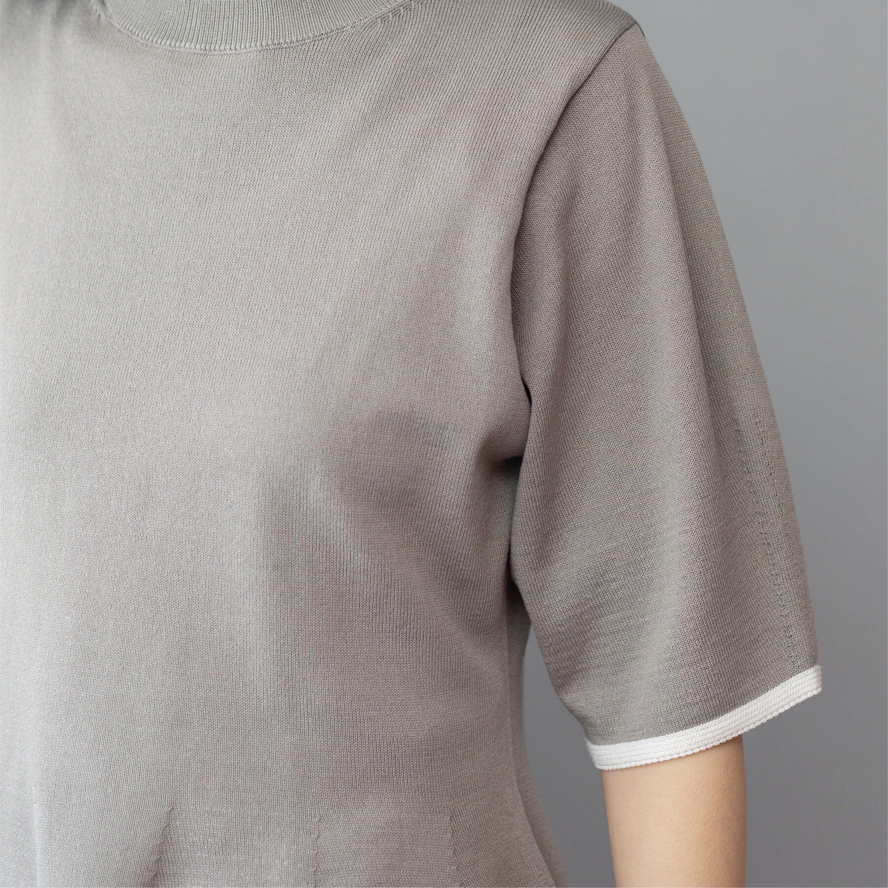 OPAQUE.CLIP「配色ライン ペプラムニット」|ニット・セーター|