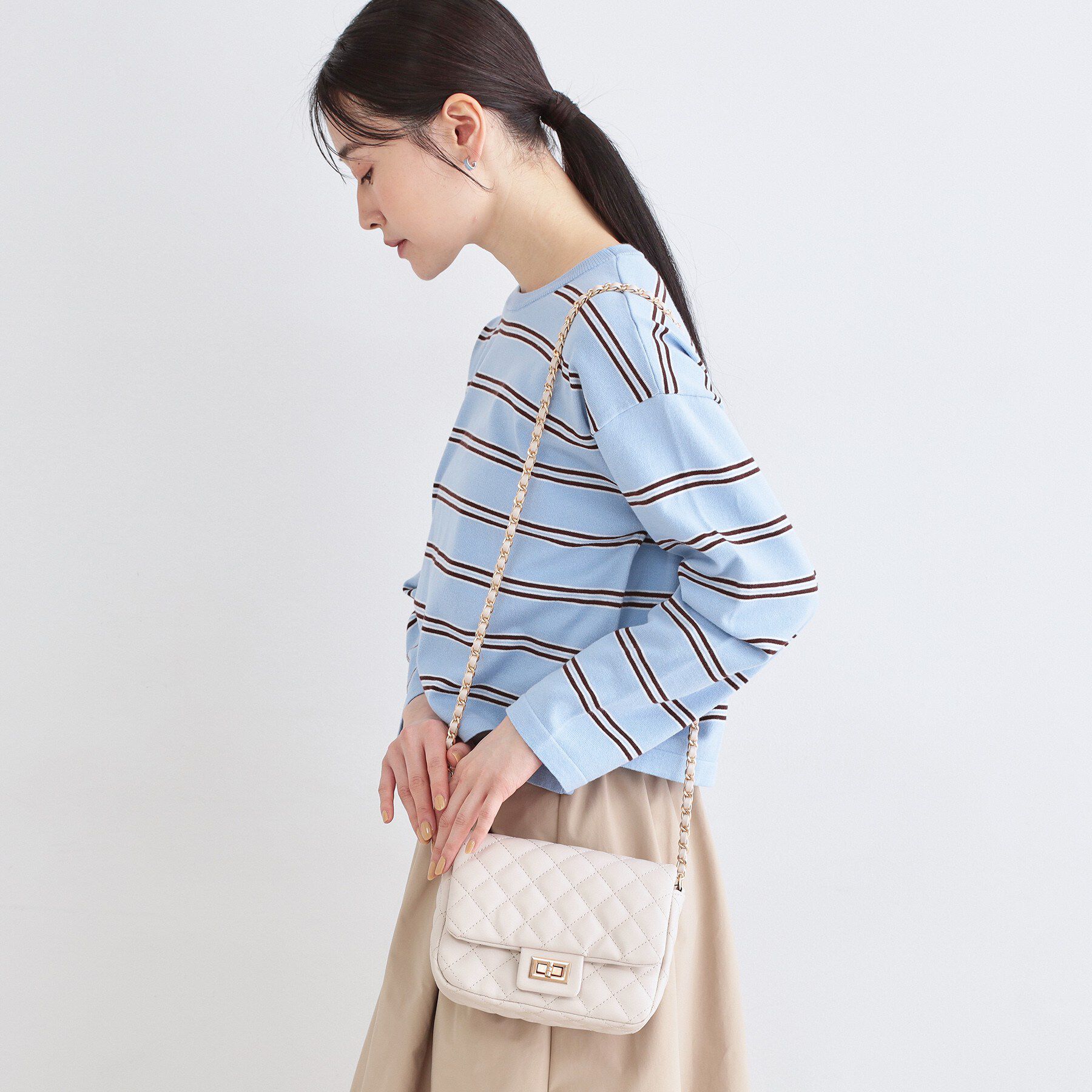 OPAQUE.CLIP「2WAYダイヤキルトチェーンショルダー」|ショルダー・メッセンジャー|アイボリー(004)