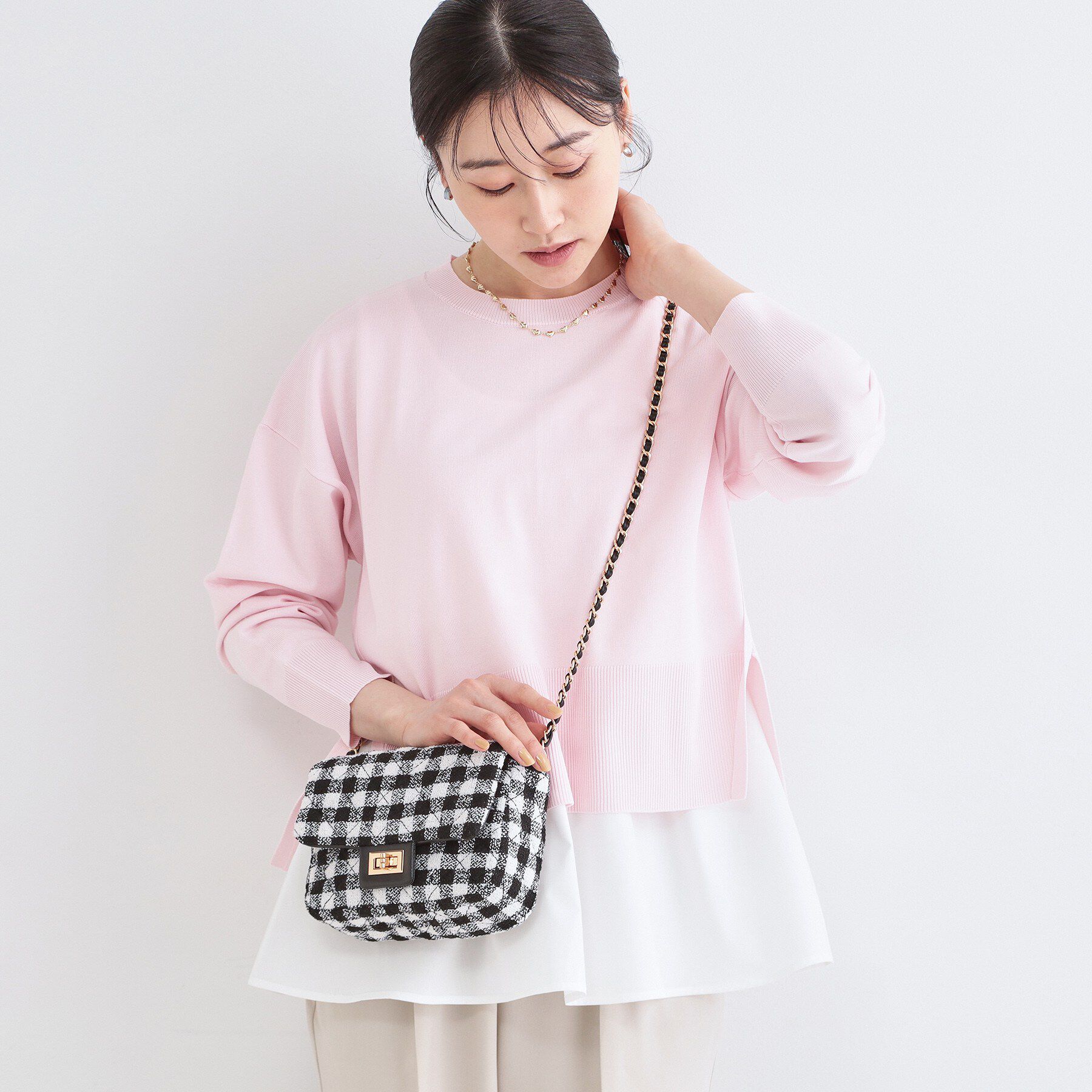 OPAQUE.CLIP「2WAYダイヤキルトチェーンショルダー」|ショルダー・メッセンジャー|ブラック(219)