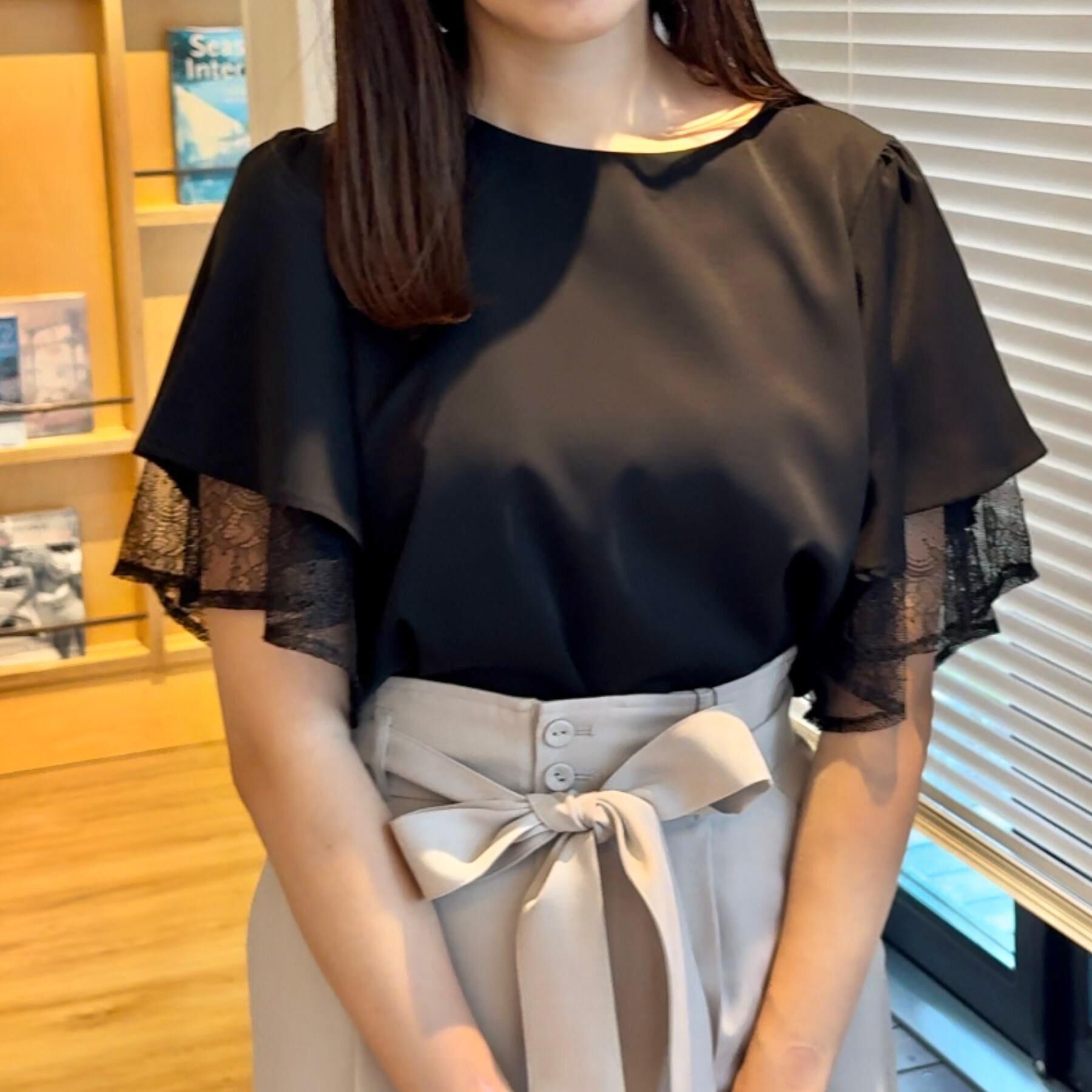 Couture broach「【マシンウォッシャブル・一枚で着映える】レース重ねフレアブラウス」|シャツ・ブラウス|