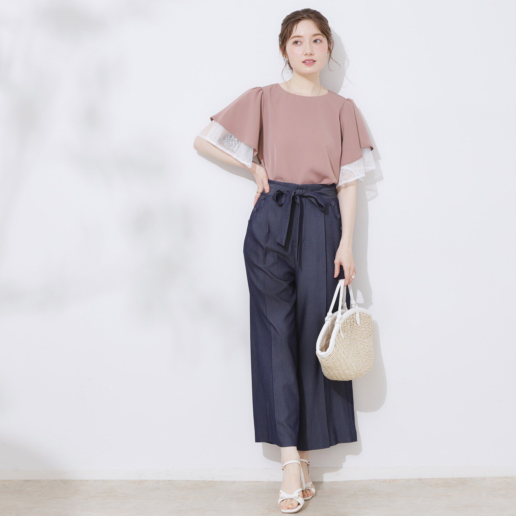 Couture broach「【マシンウォッシャブル・一枚で着映える】レース重ねフレアブラウス」|シャツ・ブラウス|