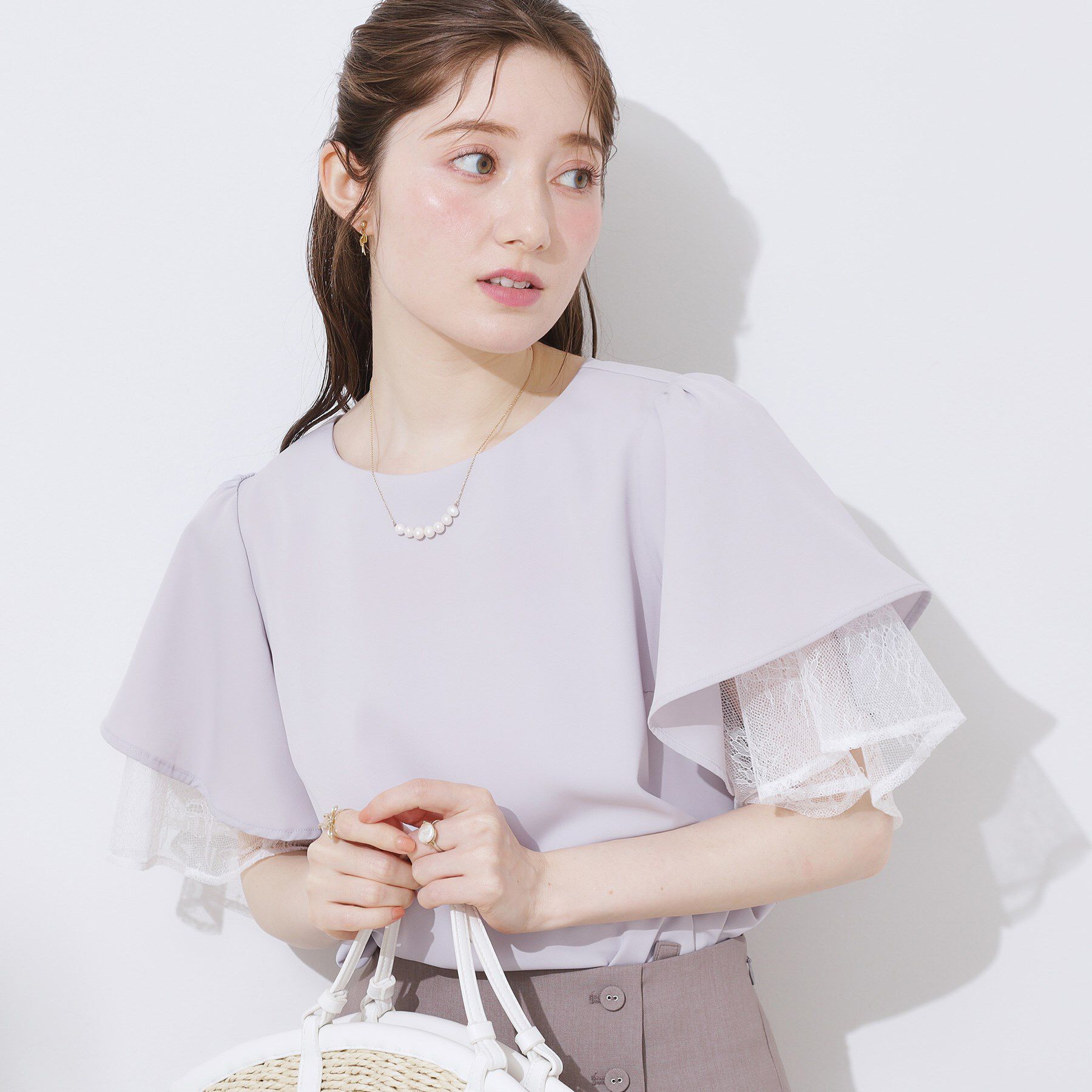 Couture broach「【マシンウォッシャブル・一枚で着映える】レース重ねフレアブラウス」|シャツ・ブラウス|