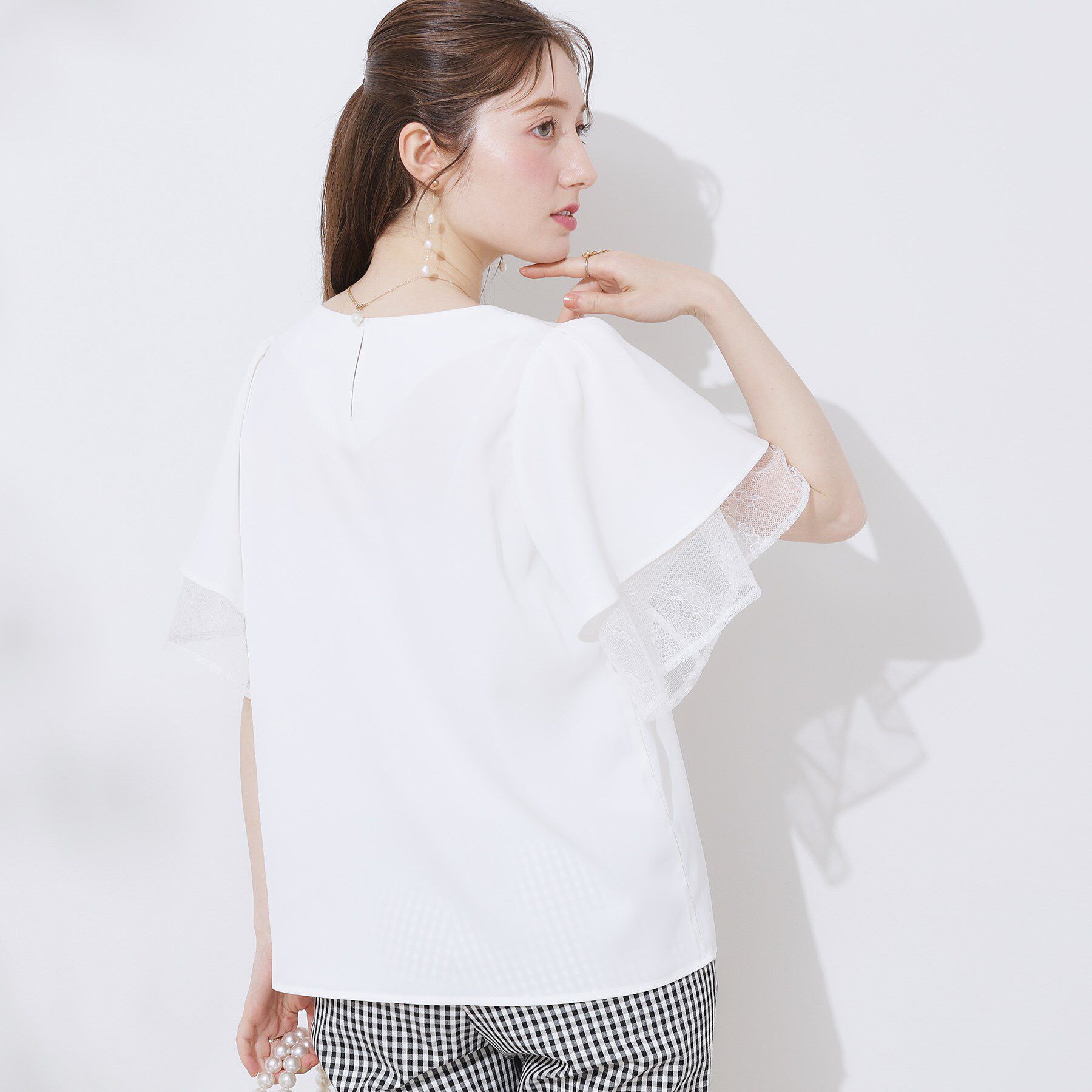 Couture broach「【マシンウォッシャブル・一枚で着映える】レース重ねフレアブラウス」|シャツ・ブラウス|