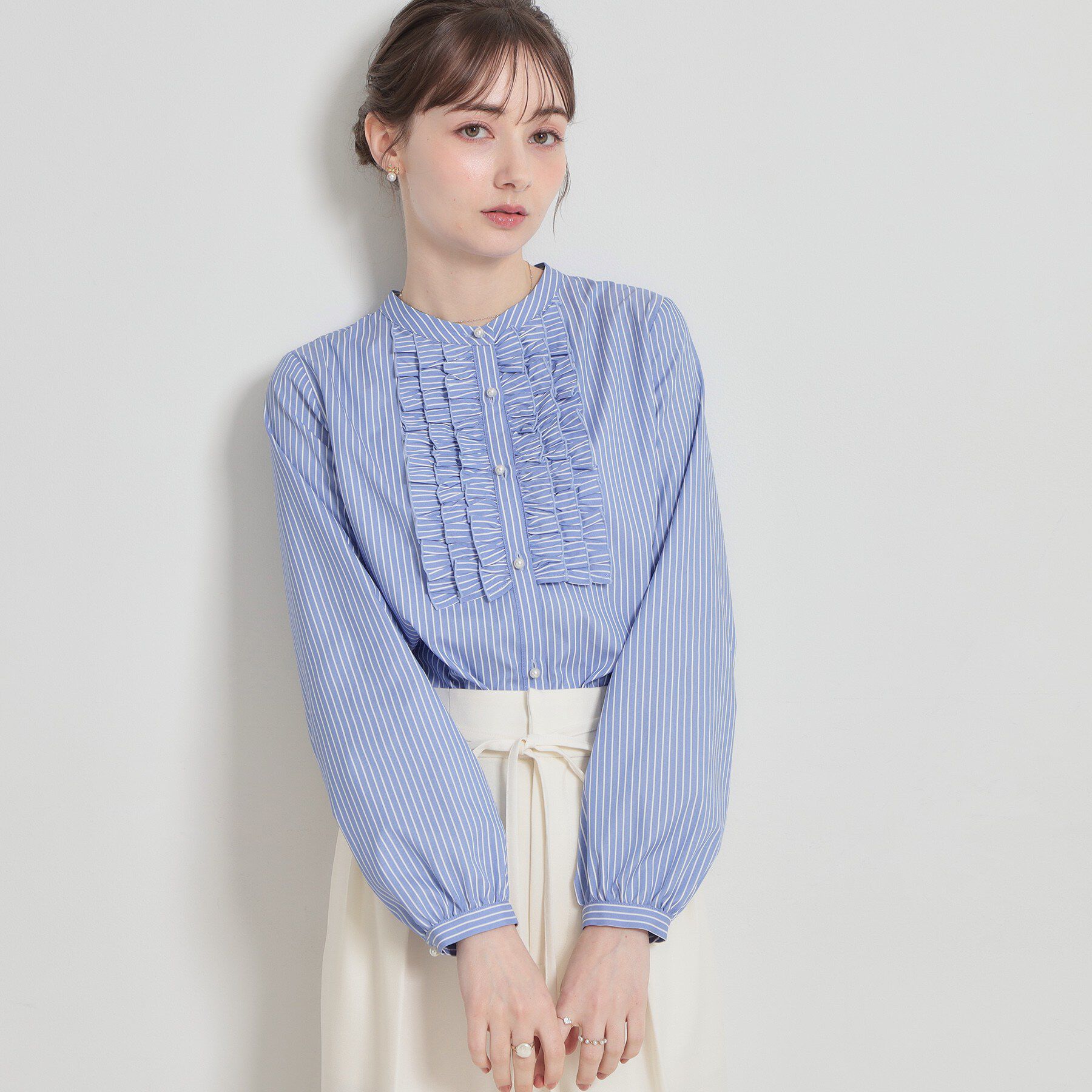 Couture broach「ストライプフリルBL」|シャツ・ブラウス|