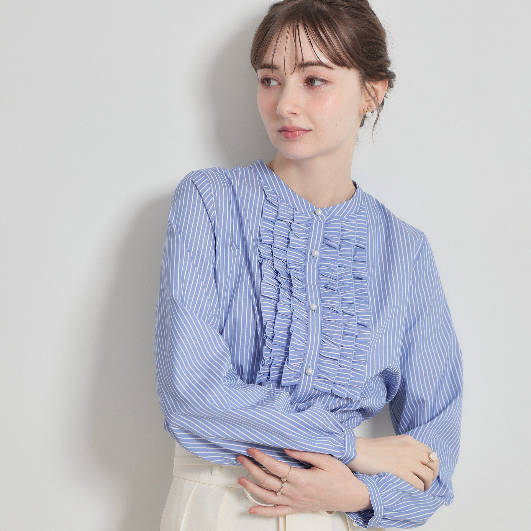Couture broach「ストライプフリルBL」|シャツ・ブラウス|