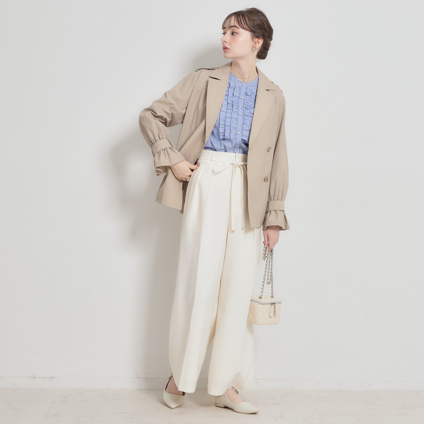 Couture broach「ストライプフリルBL」|シャツ・ブラウス|