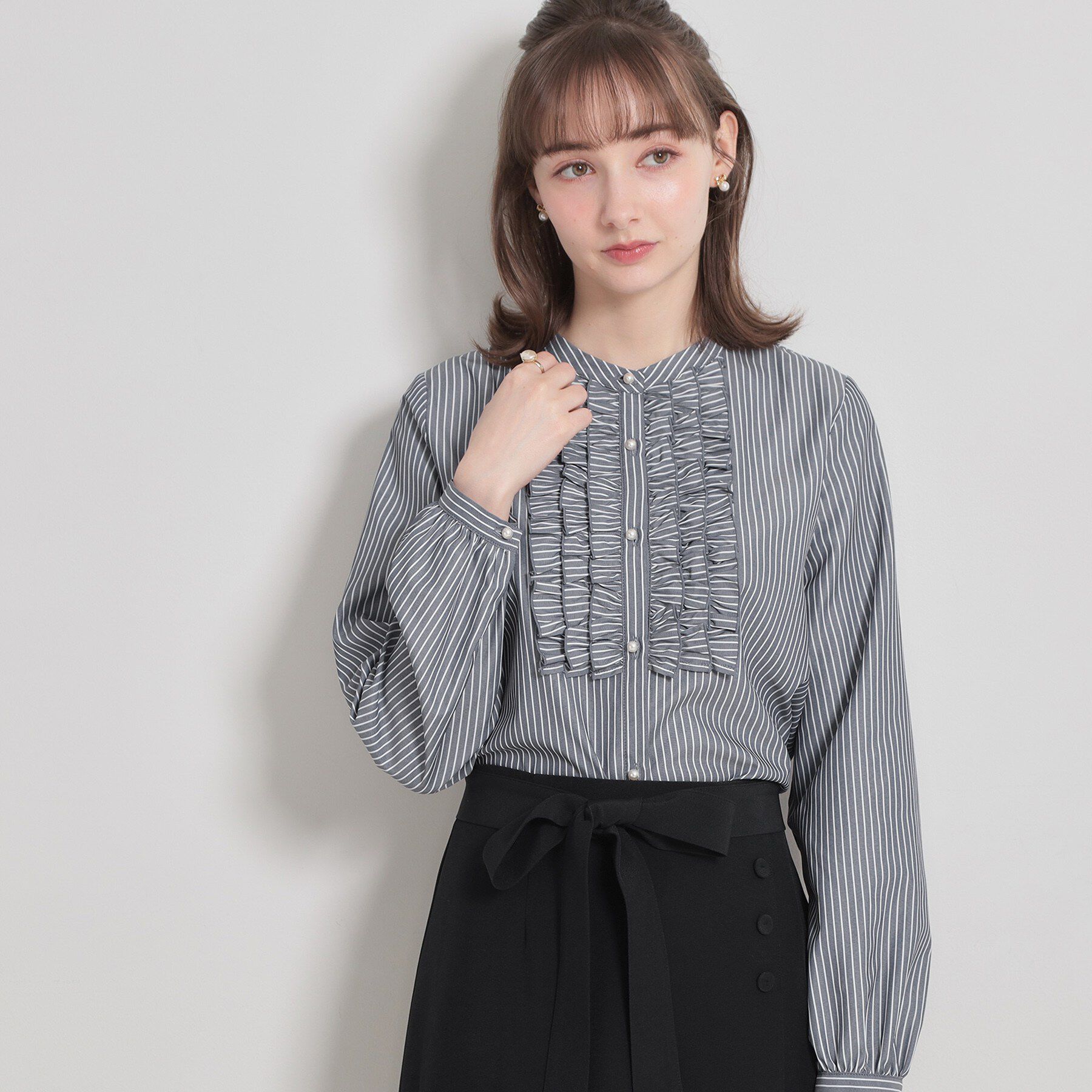 Couture broach「ストライプフリルBL」|シャツ・ブラウス|
