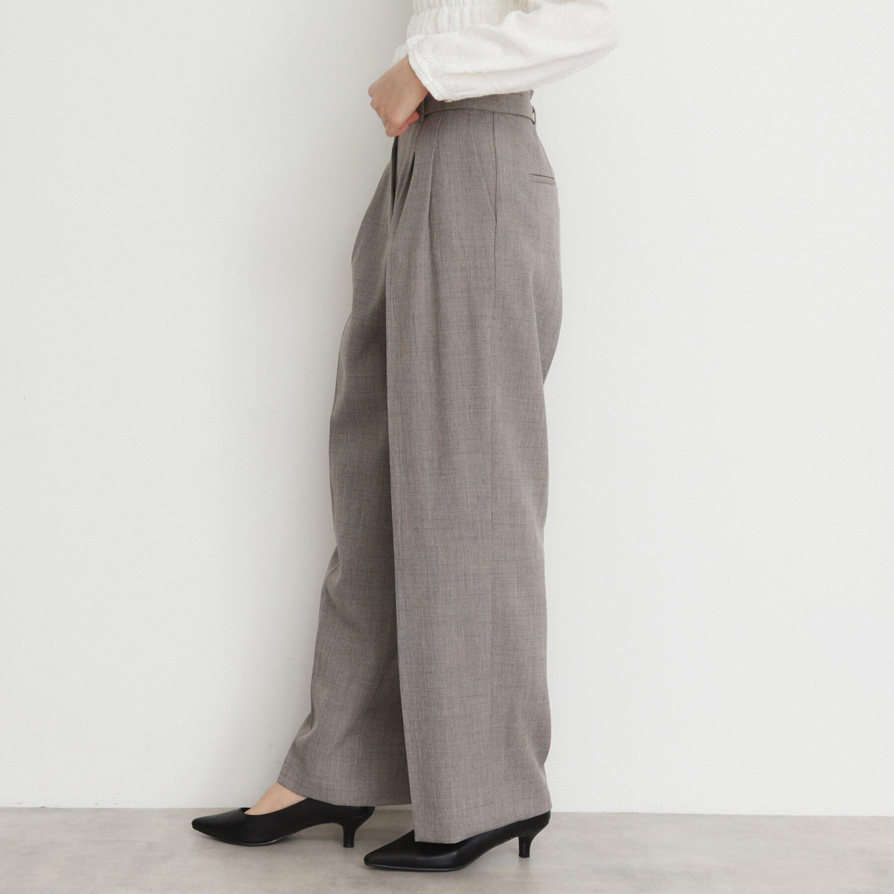 THE SHOP TK「【ONOFF活躍／セレモニー／通勤】CAVIAN タックワイドパンツ／洗える」|その他|