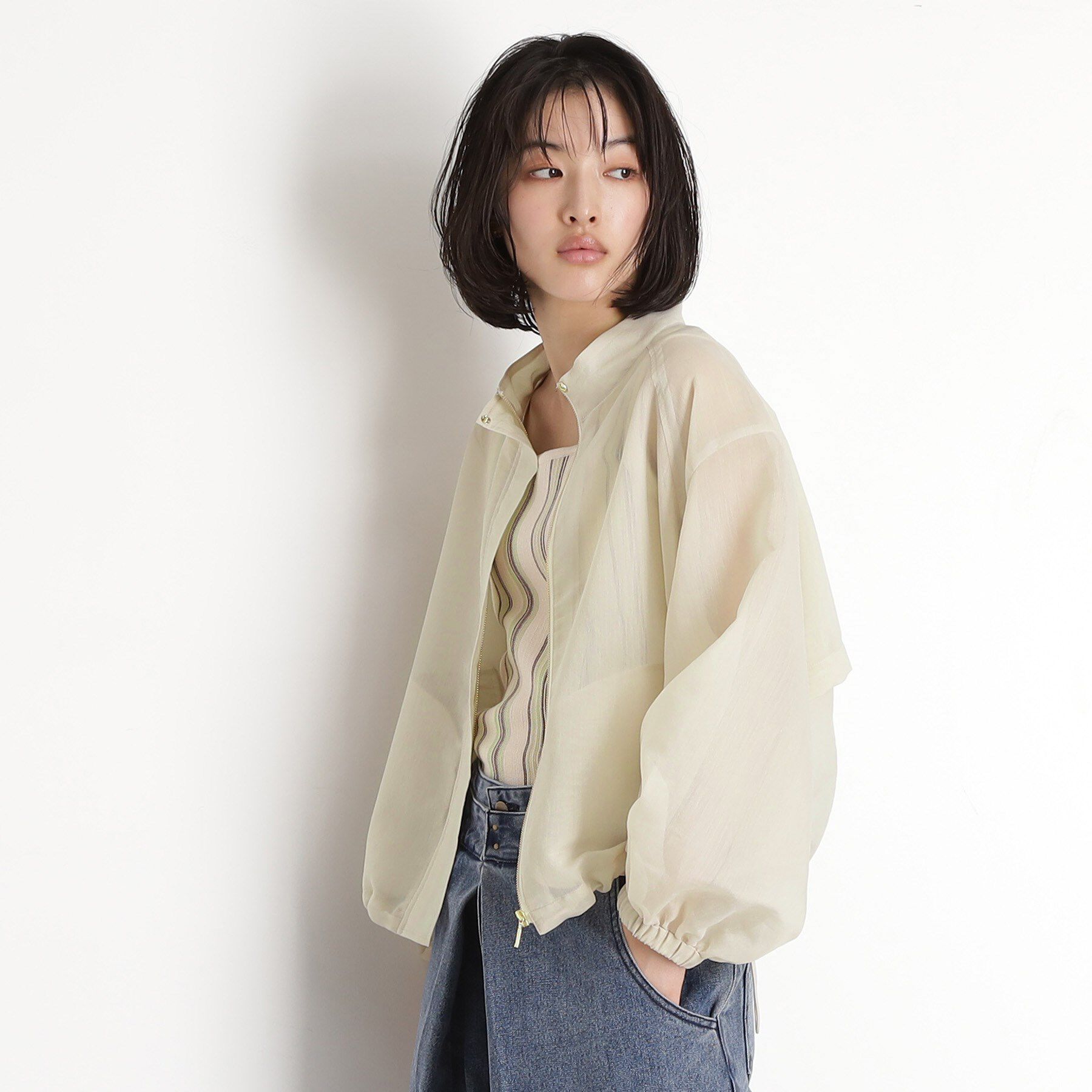 THE SHOP TK「シアースタンドカラーブルゾン【洗える】」|ブルゾン・スタジャン|