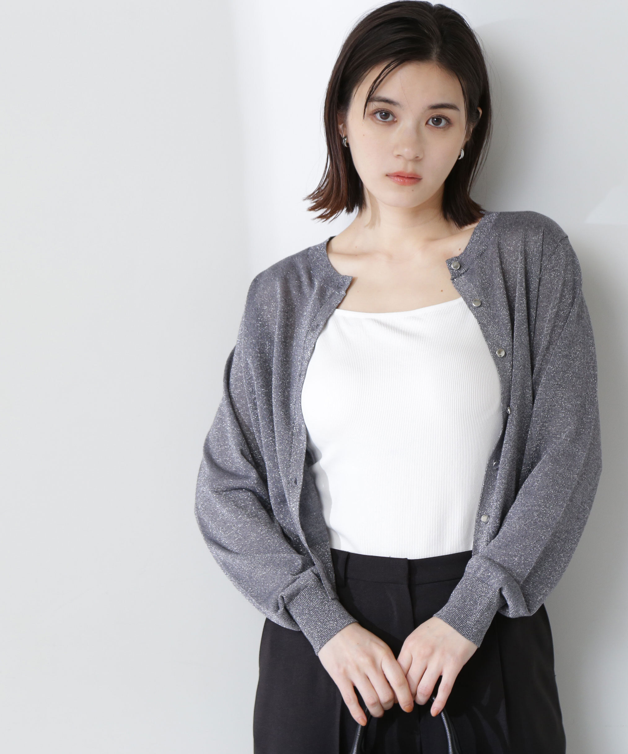  「ラメシアーベーシックカーディガン」|ニット・セーター|