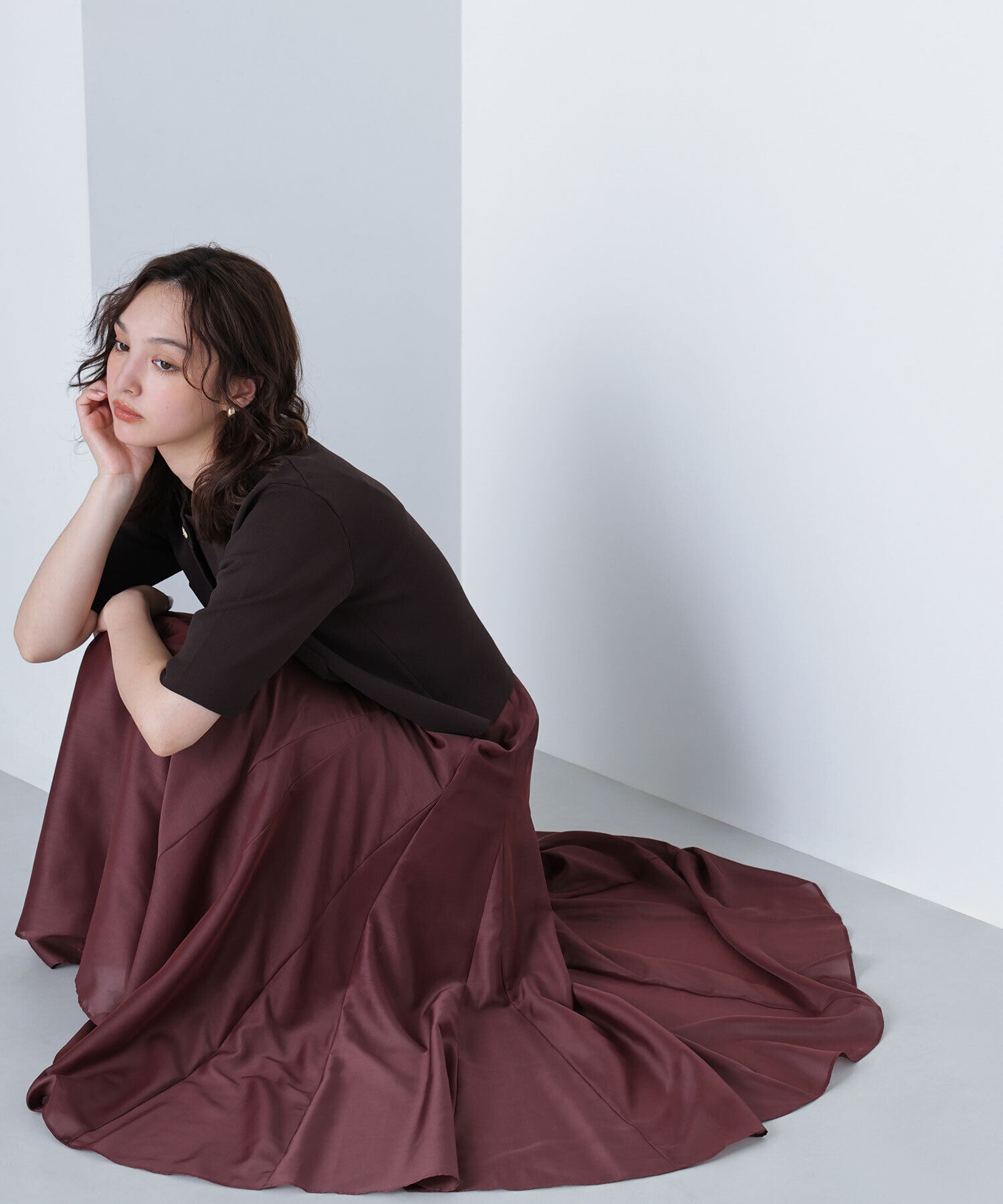  「エンブレムボタンニットジャケット半袖」|ニット・セーター|