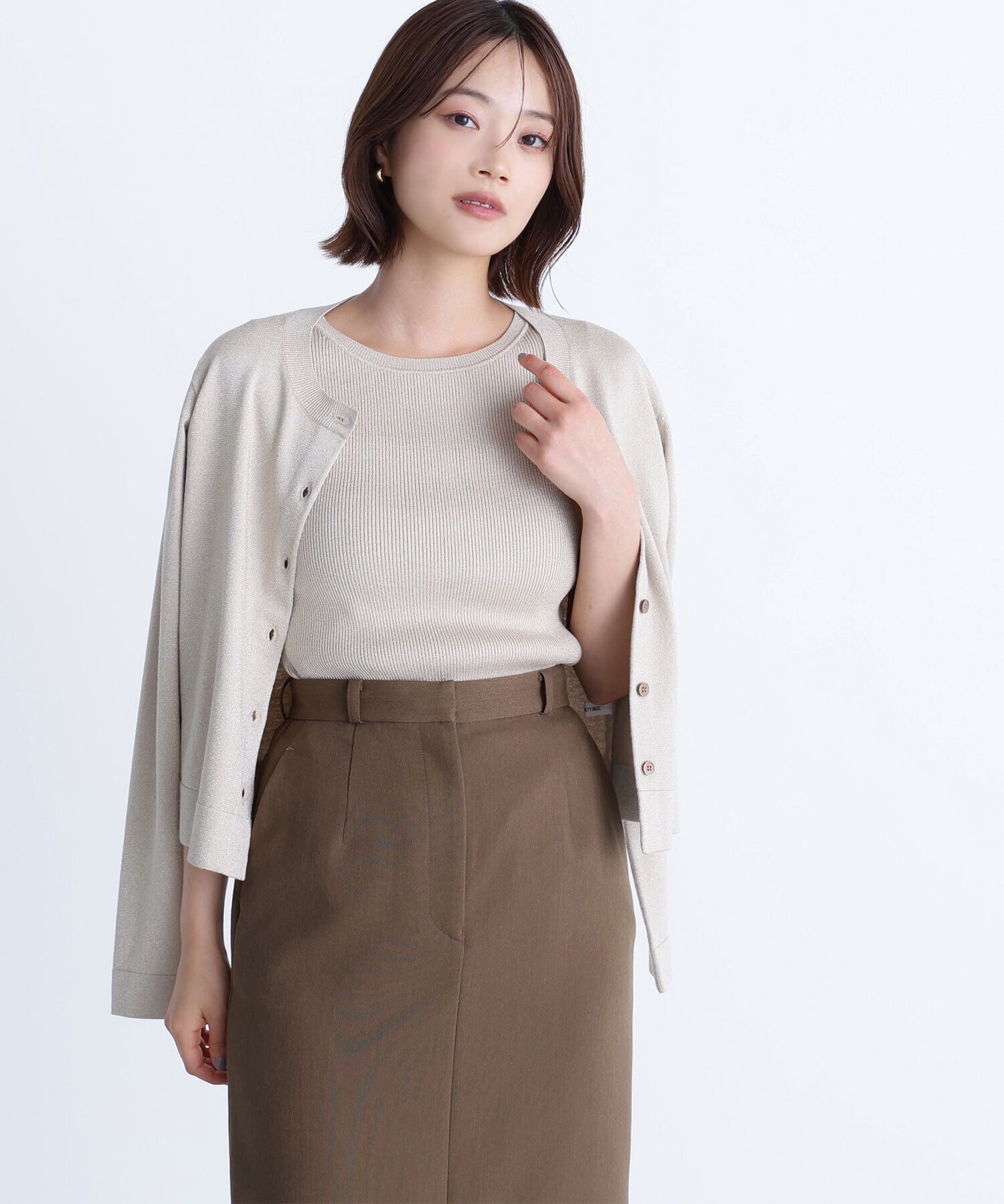  「ベーシッククルーネックアンサンブル」|ニット・セーター|ベージュ