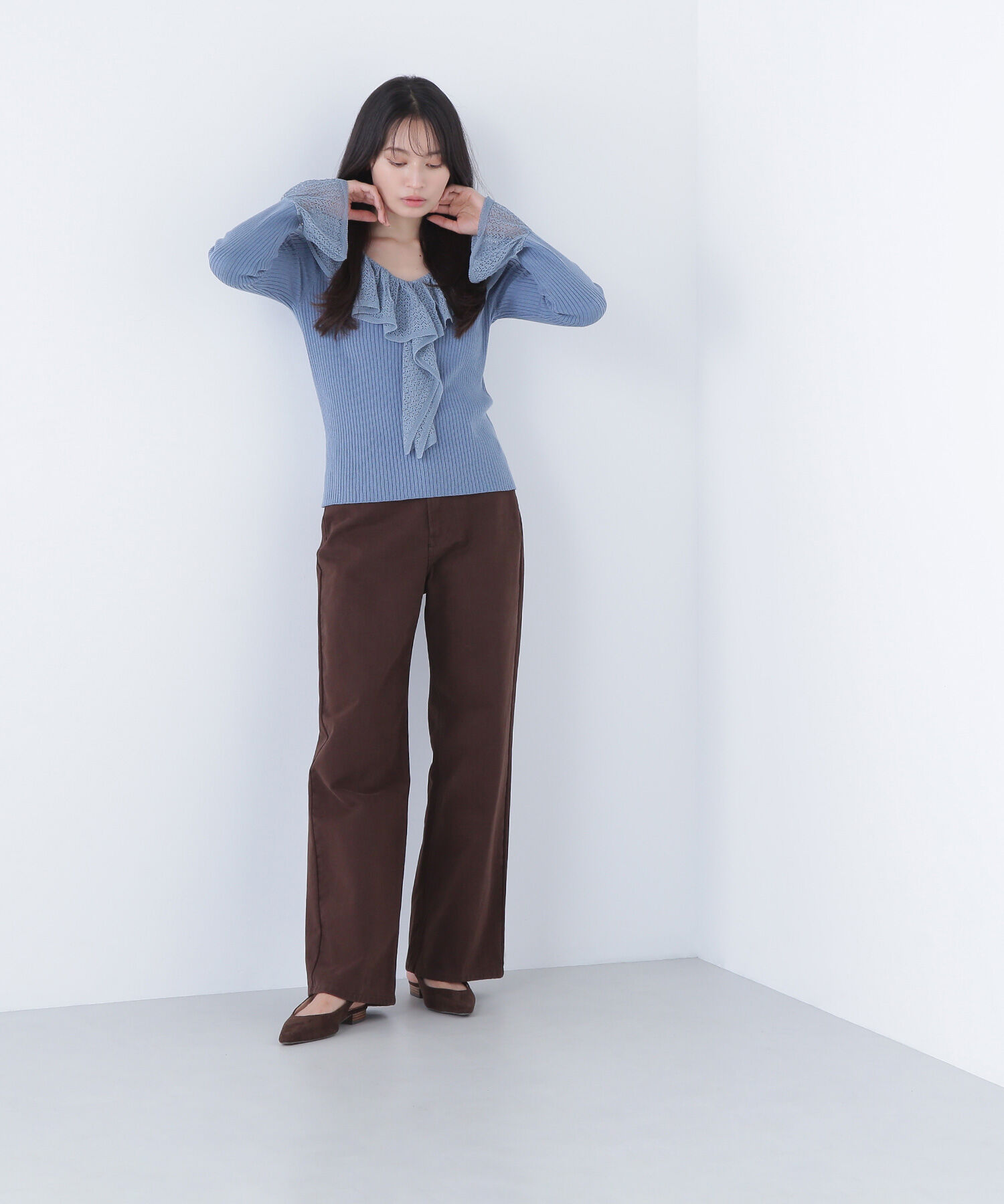  「レーストリムリブニット」|ニット・セーター|