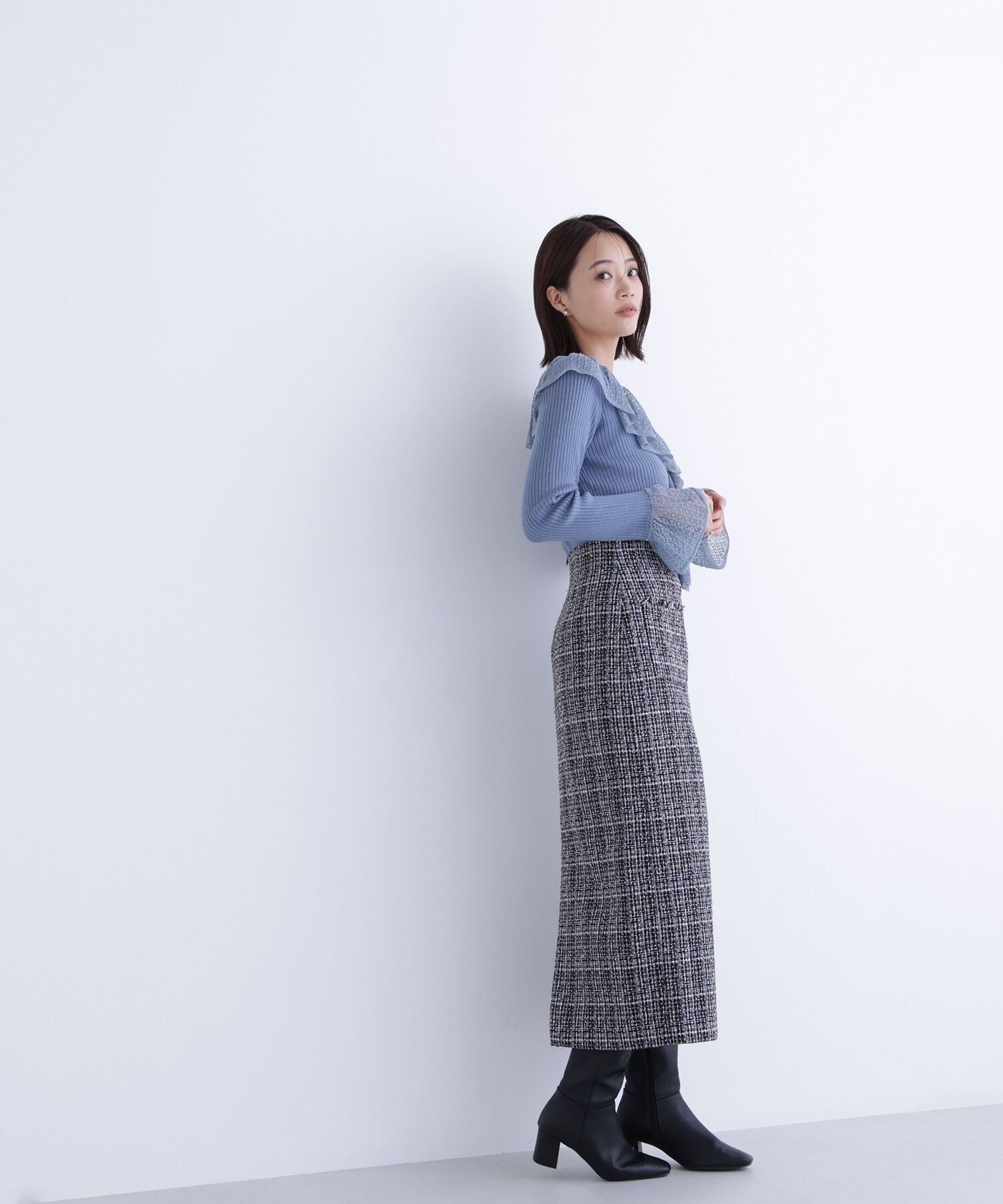  「レーストリムリブニット」|ニット・セーター|