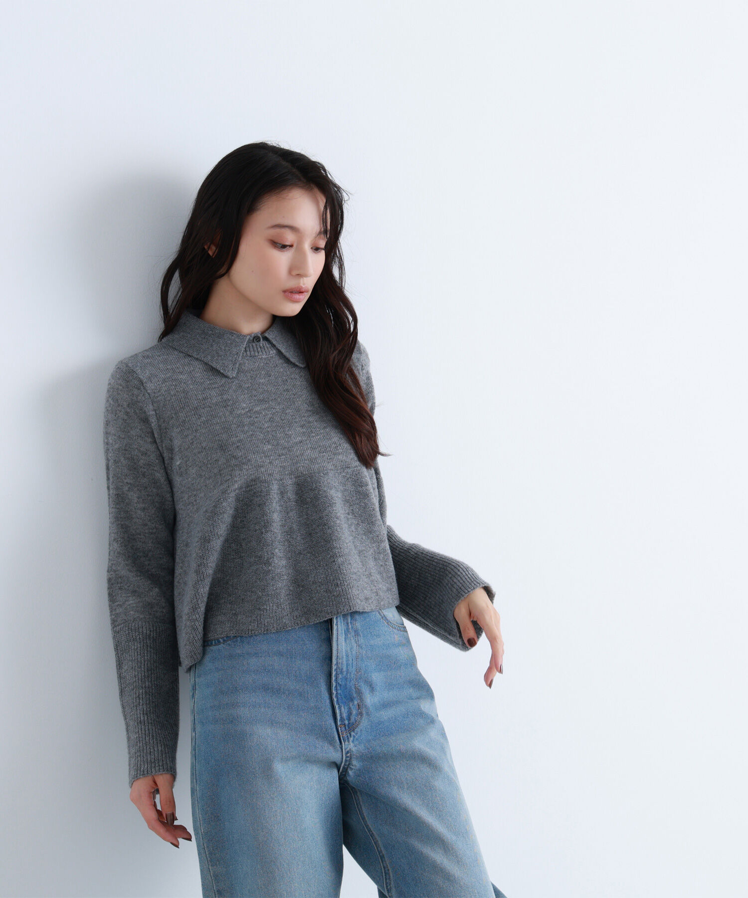  「襟付きペプラムニット」|ニット・セーター|