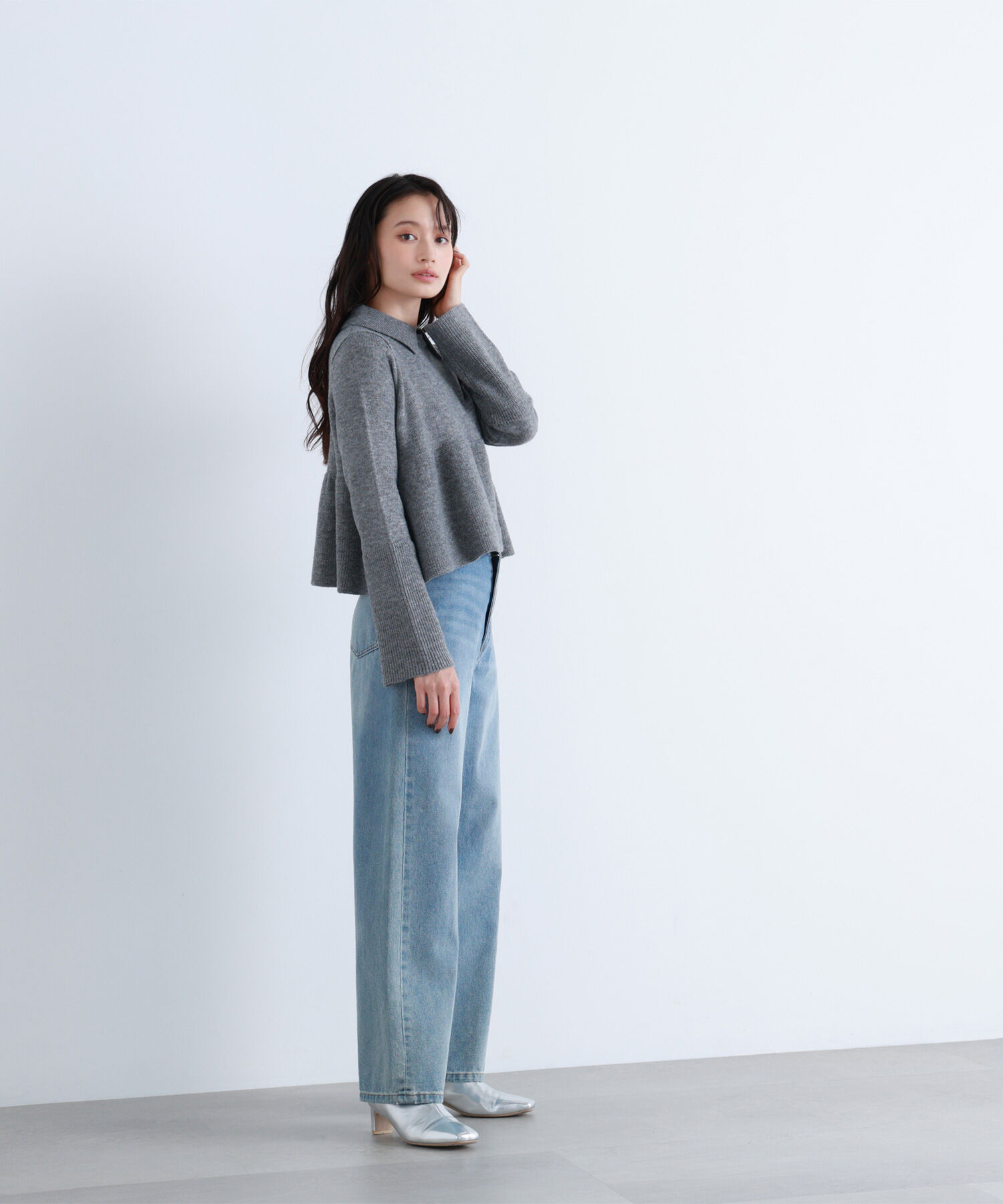  「襟付きペプラムニット」|ニット・セーター|