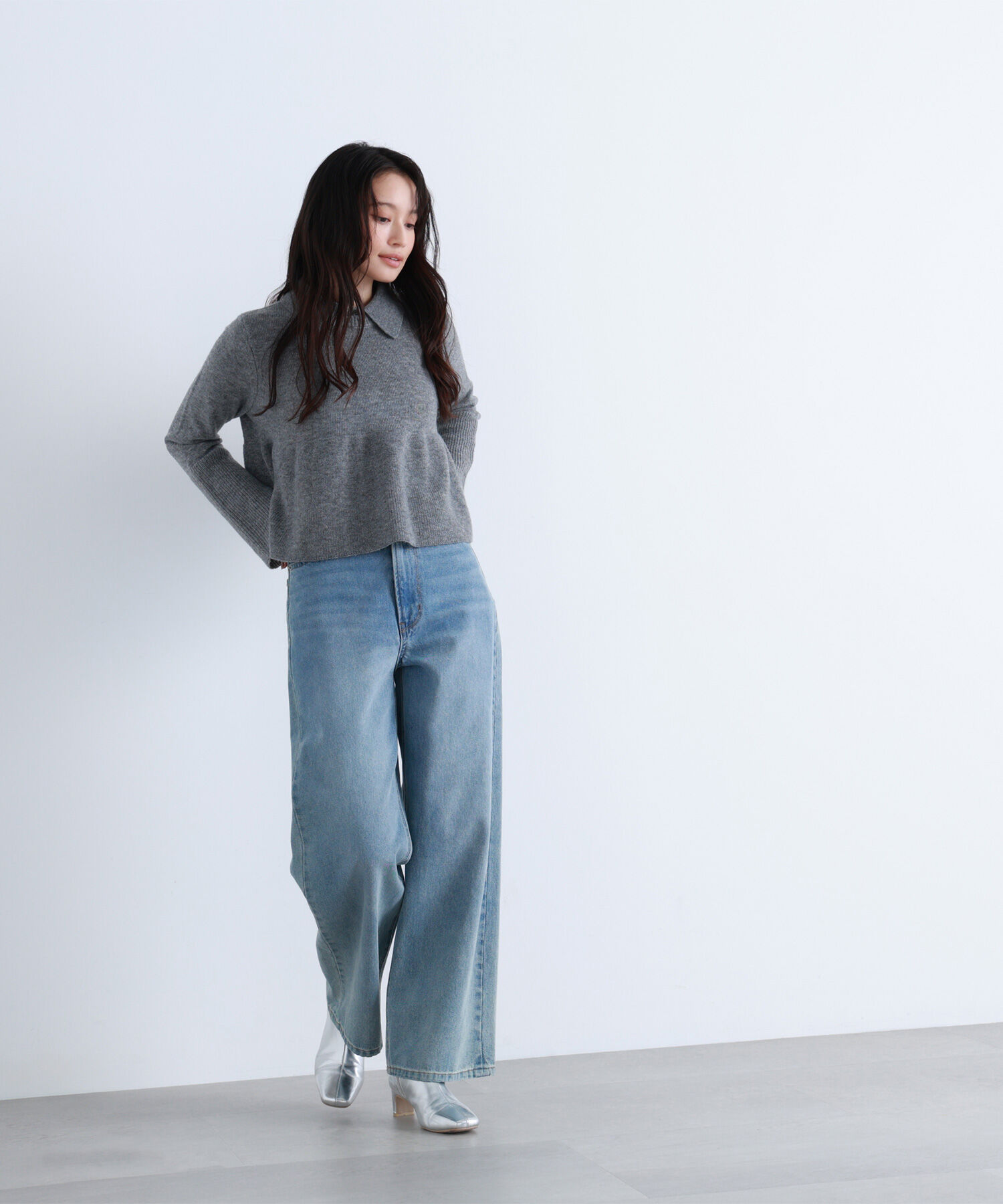  「襟付きペプラムニット」|ニット・セーター|