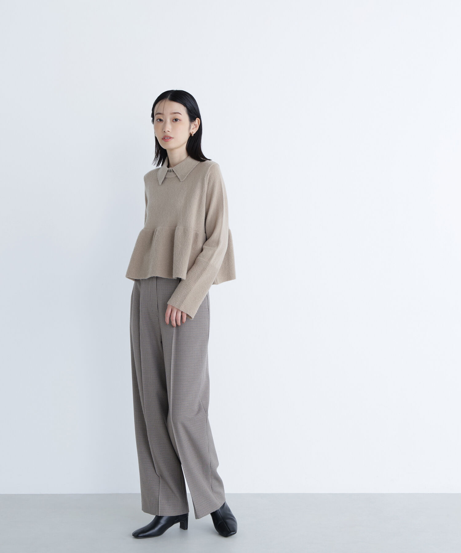  「襟付きペプラムニット」|ニット・セーター|