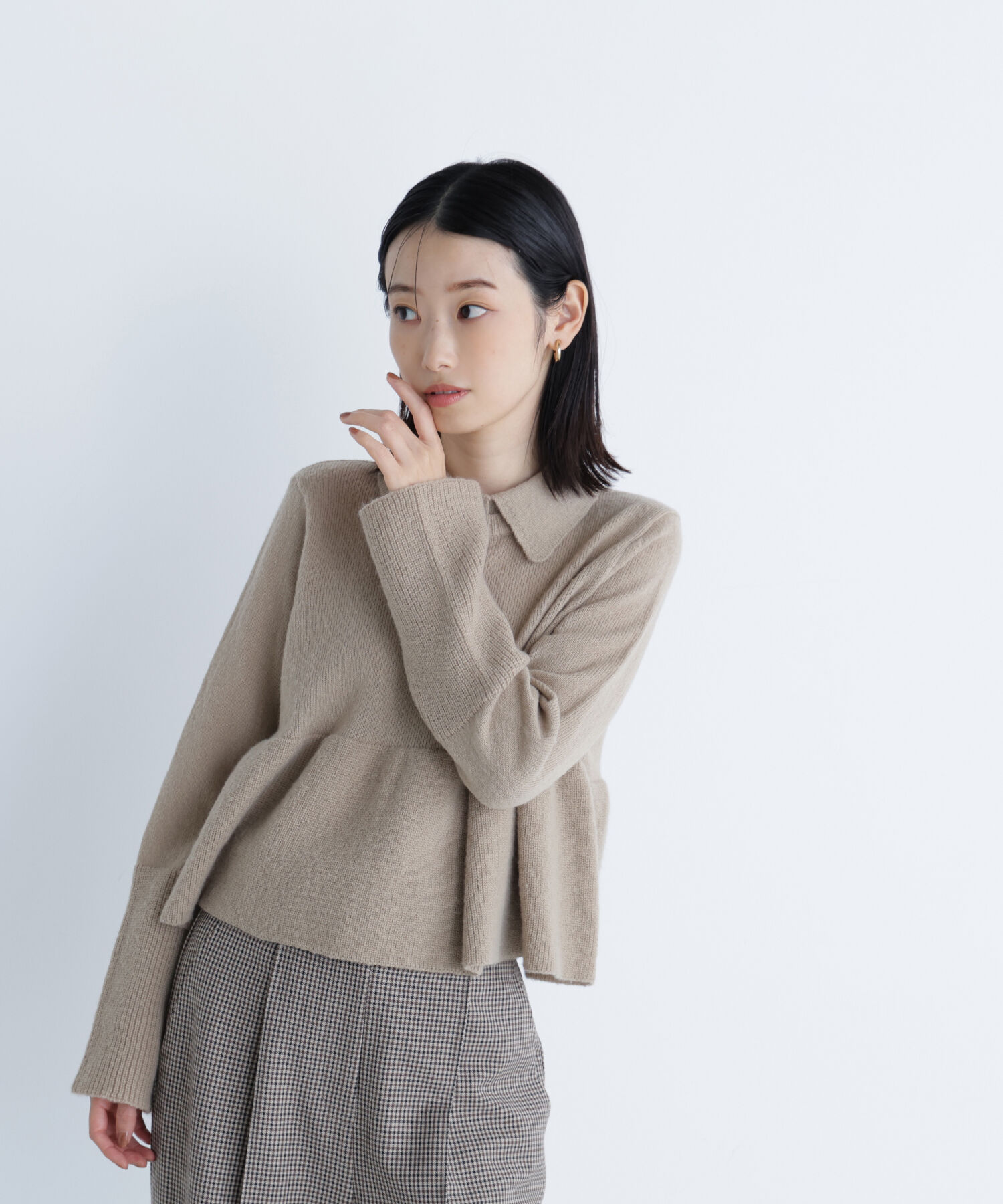  「襟付きペプラムニット」|ニット・セーター|