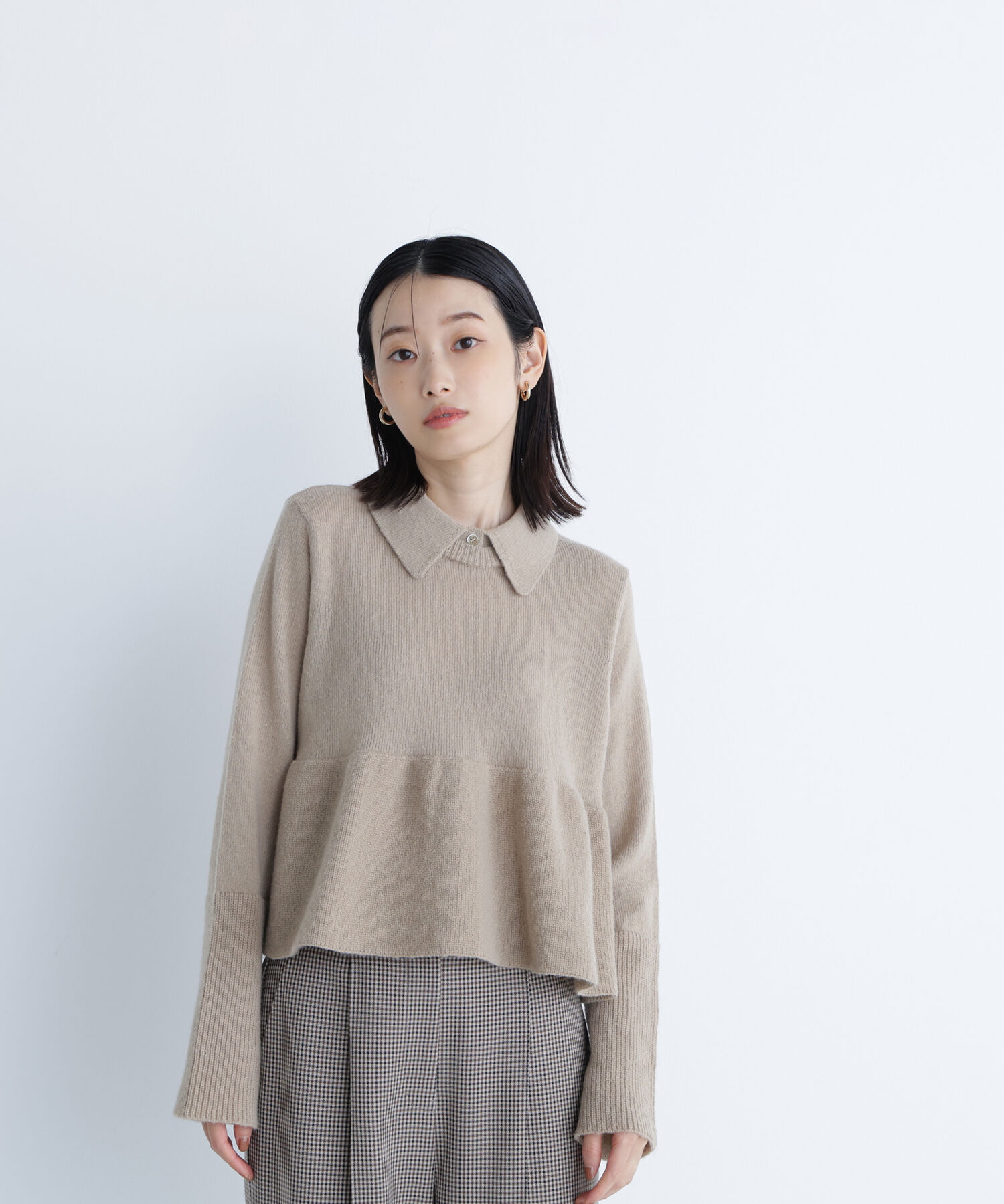  「襟付きペプラムニット」|ニット・セーター|