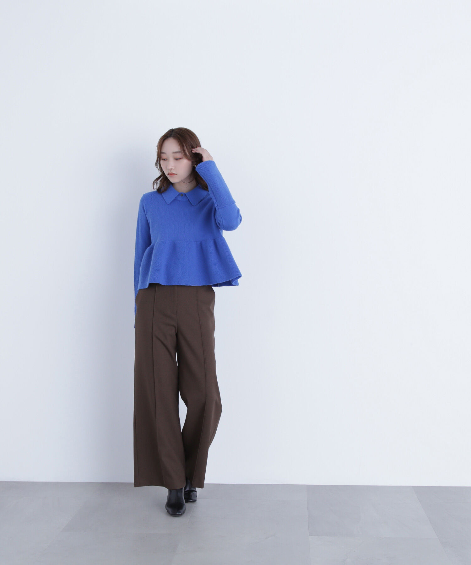  「襟付きペプラムニット」|ニット・セーター|