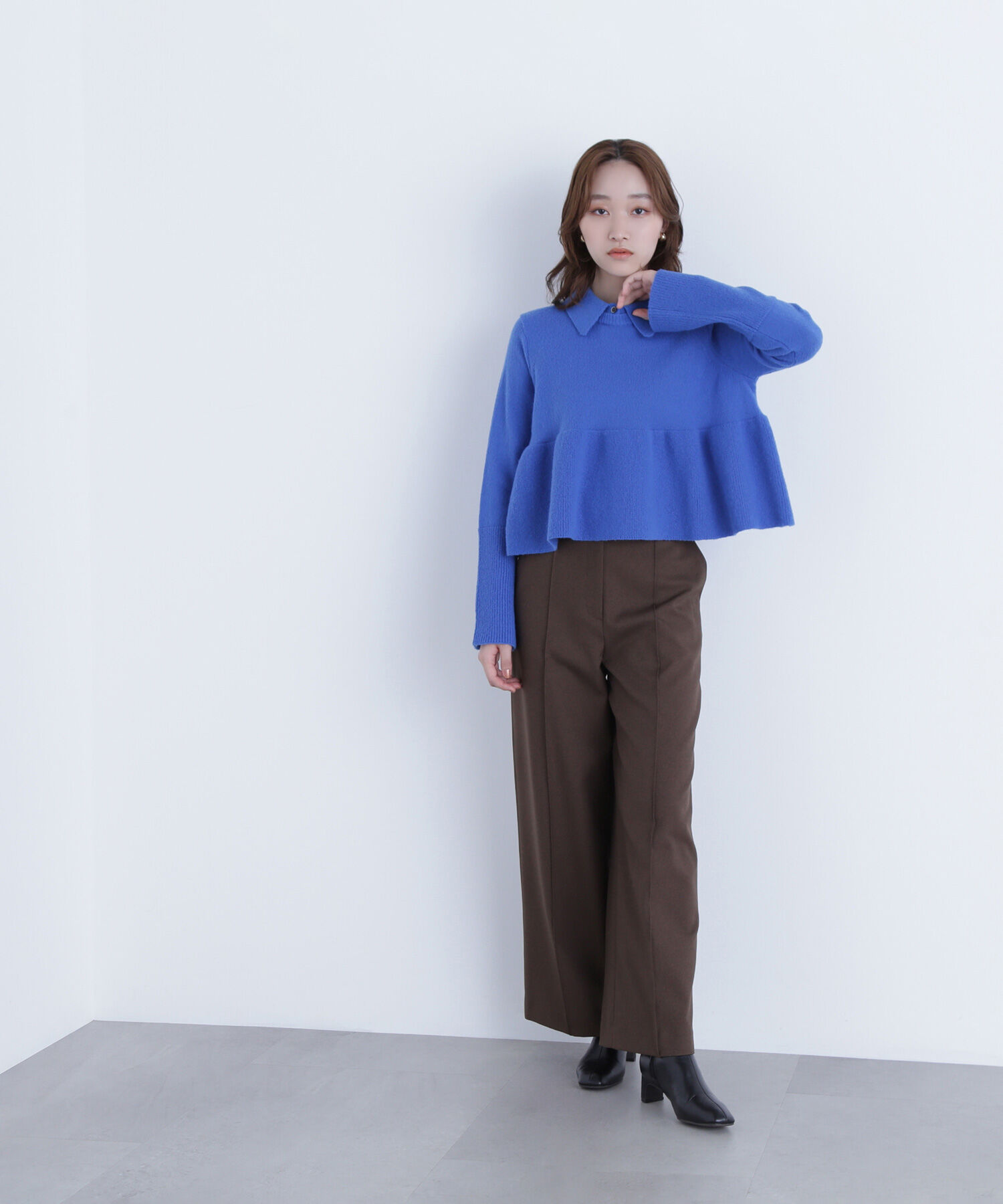  「襟付きペプラムニット」|ニット・セーター|