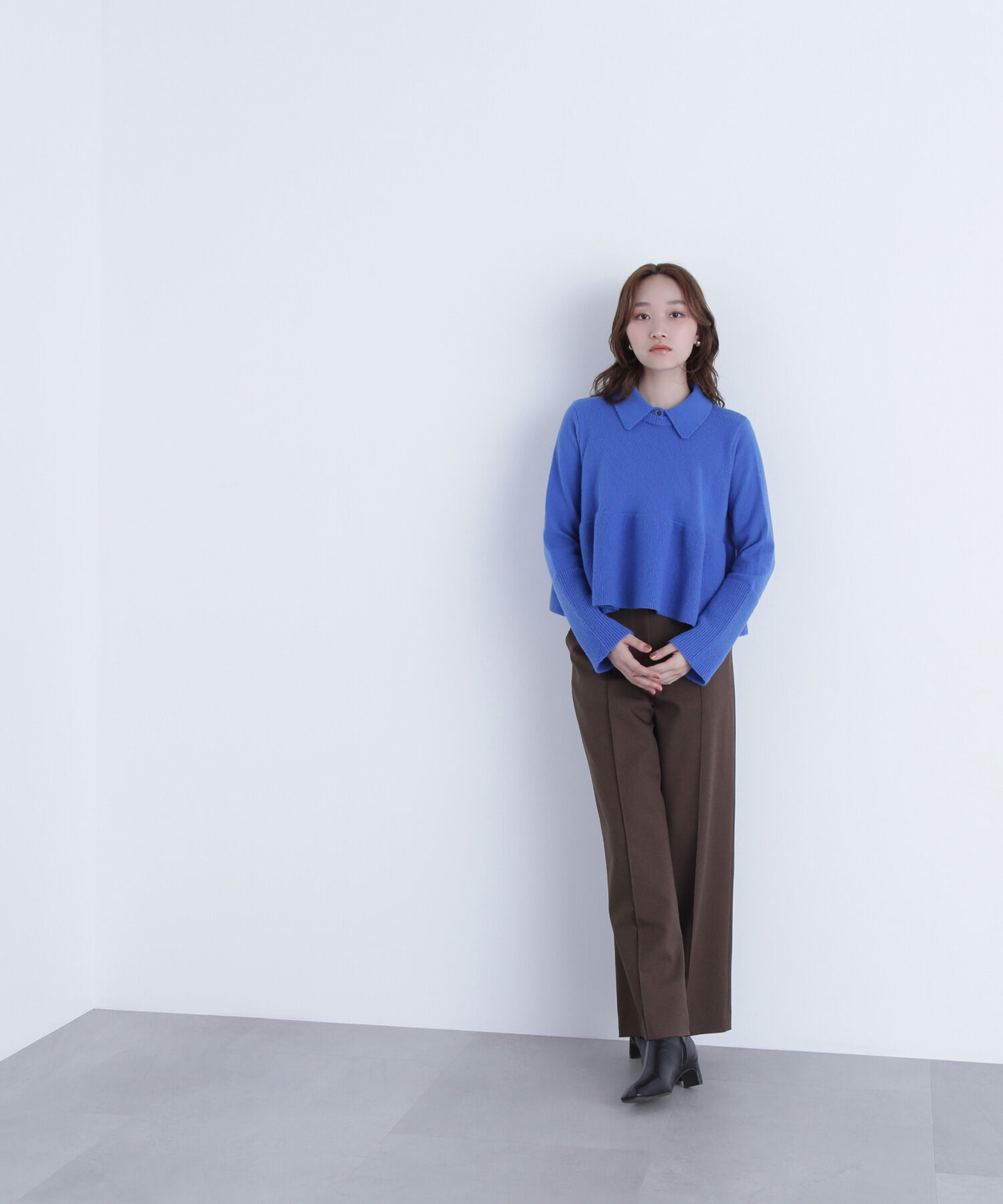  「襟付きペプラムニット」|ニット・セーター|