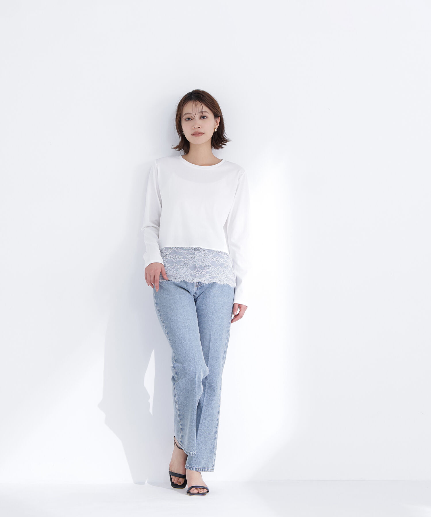  「レースドッキングカットソー」|Tシャツ・カットソー|