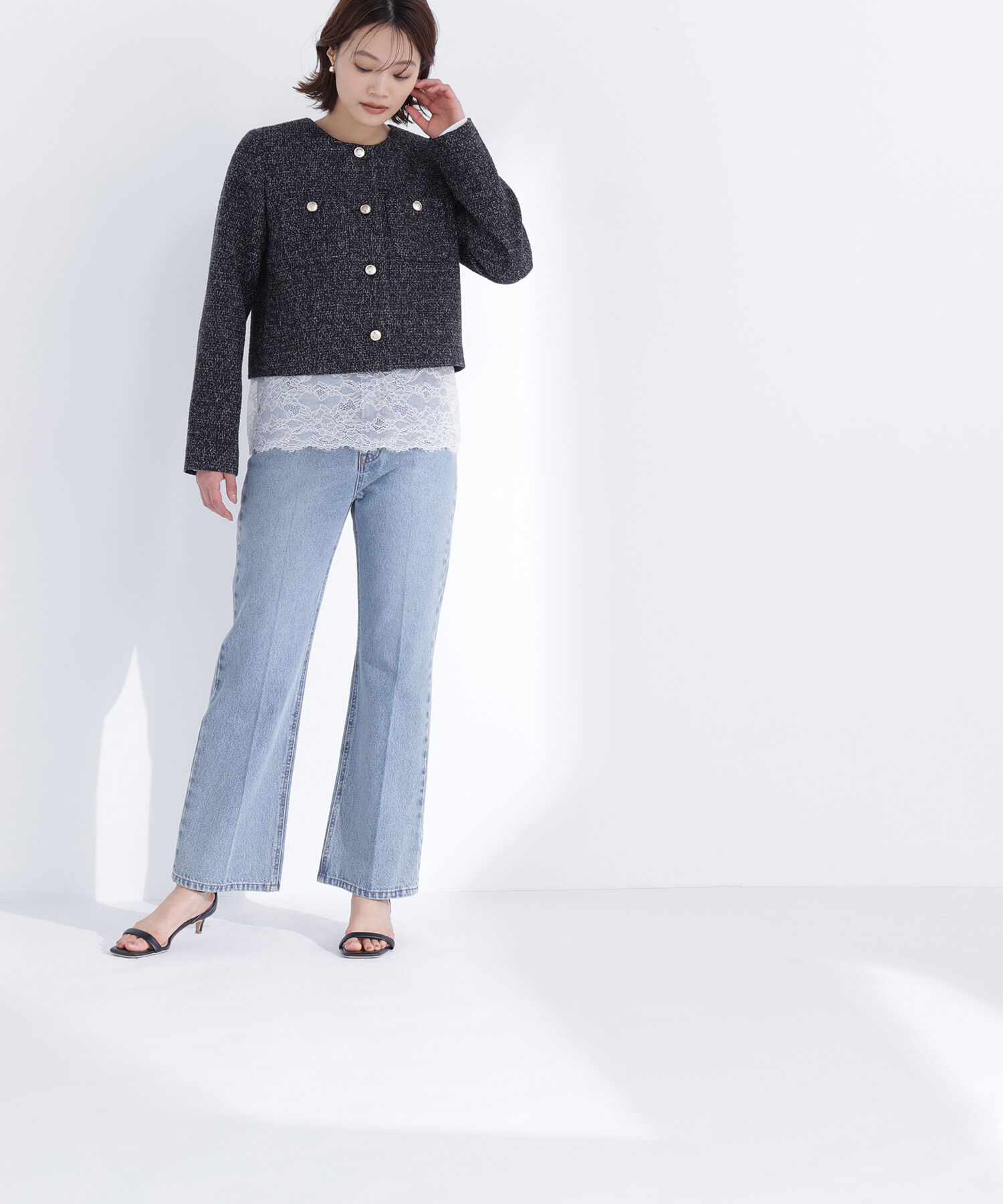  「レースドッキングカットソー」|Tシャツ・カットソー|