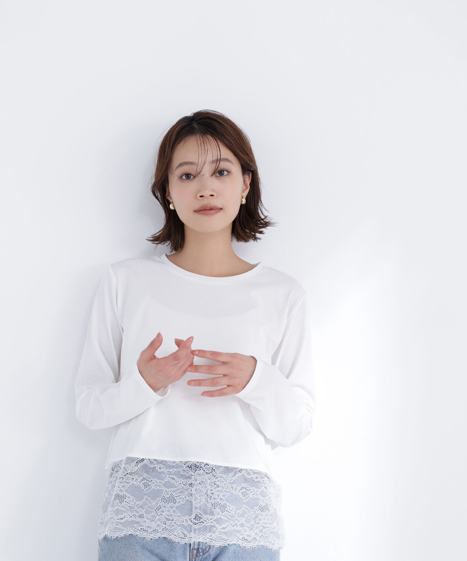  「レースドッキングカットソー」|Tシャツ・カットソー|