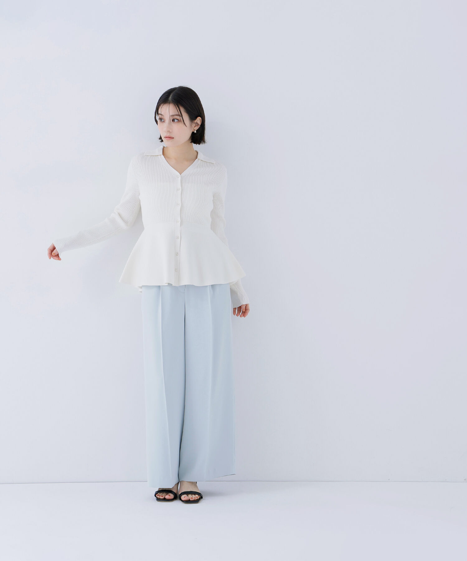  「スキッパーペプラムリブニット」|ニット・セーター|