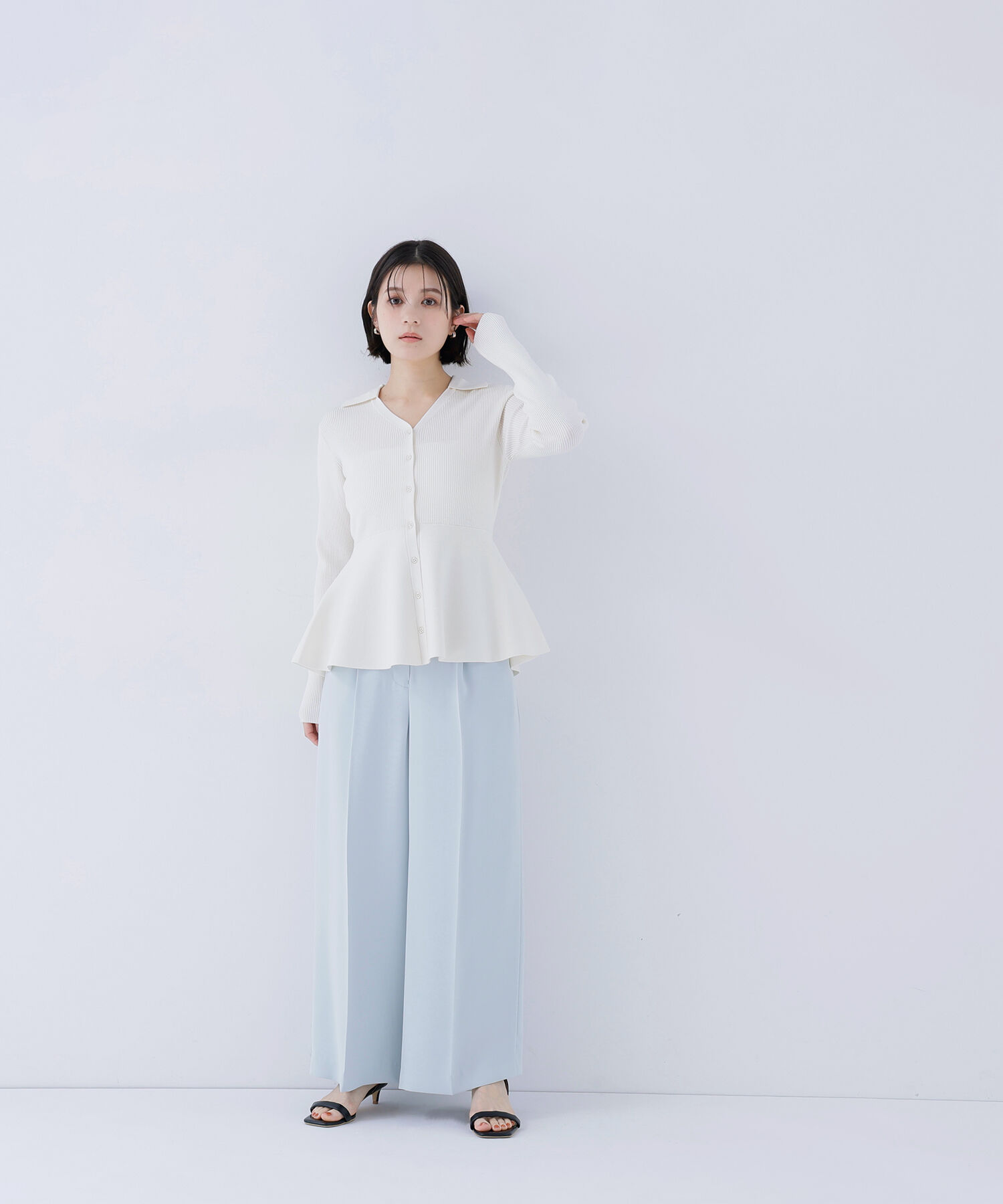  「スキッパーペプラムリブニット」|ニット・セーター|