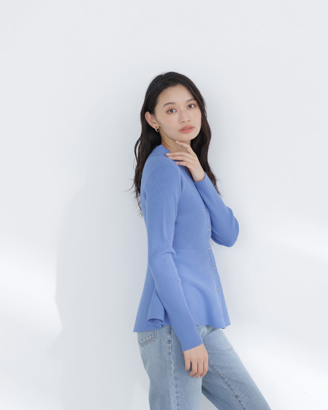  「スキッパーペプラムリブニット」|ニット・セーター|