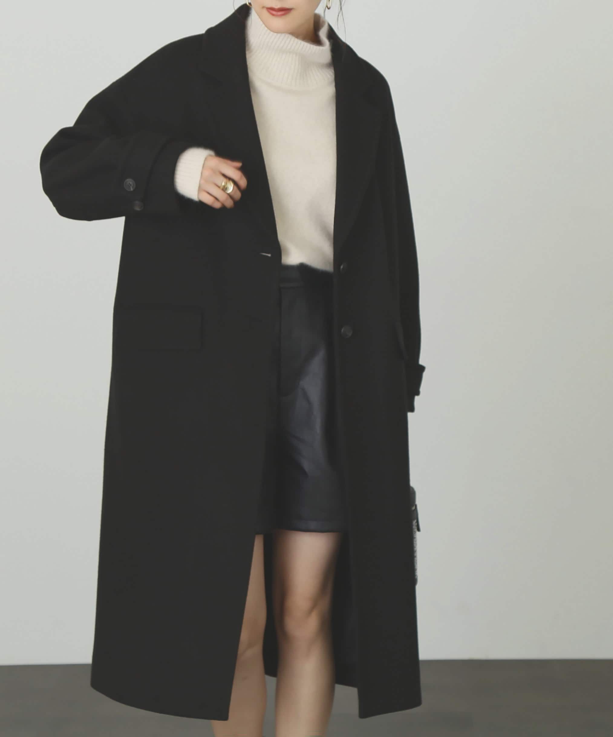  「[低身長サイズ/Sシリーズ]メルトンルーズチェスターロングコート」|その他|