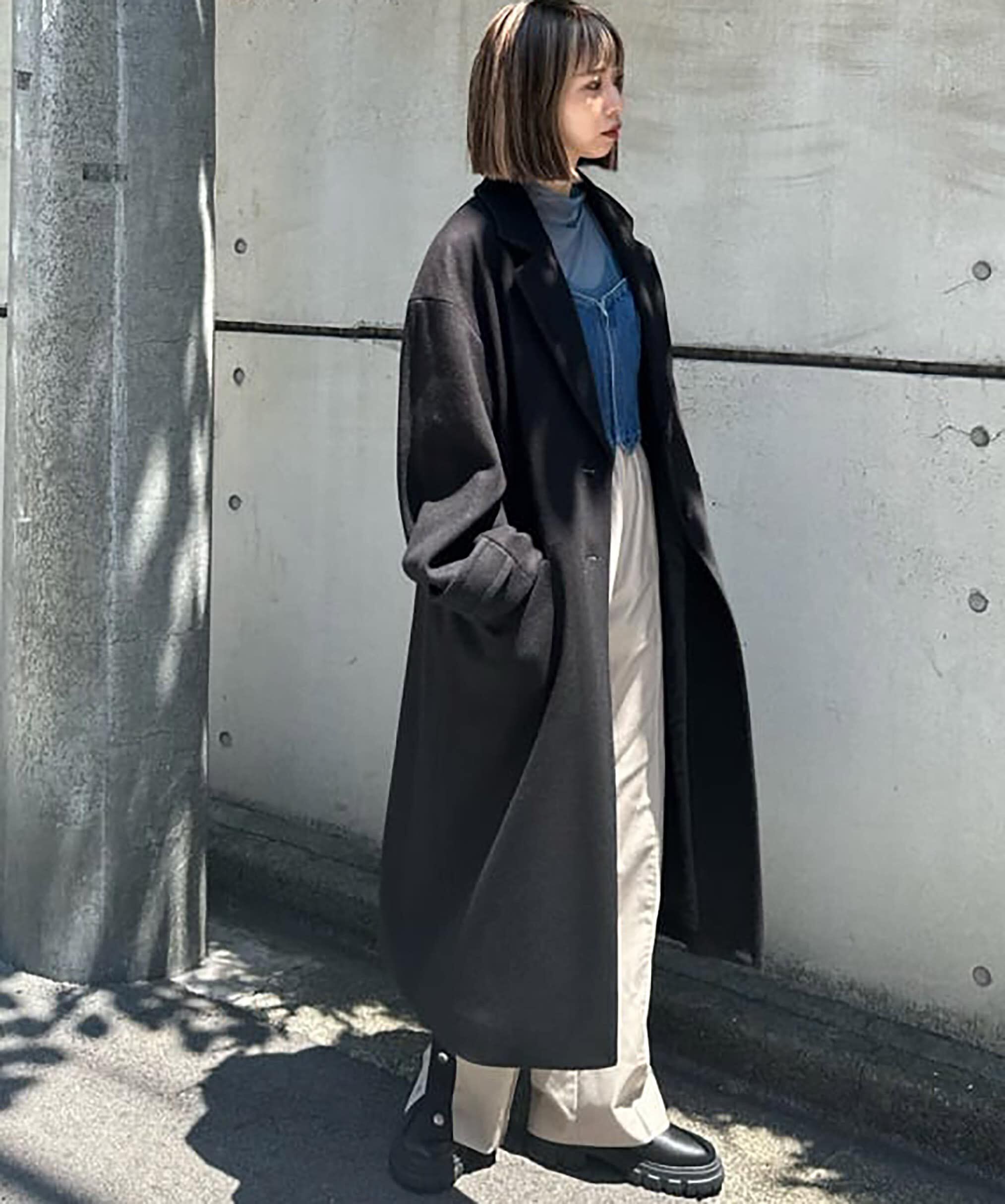  「[低身長サイズ/Sシリーズ]メルトンルーズチェスターロングコート」|その他|