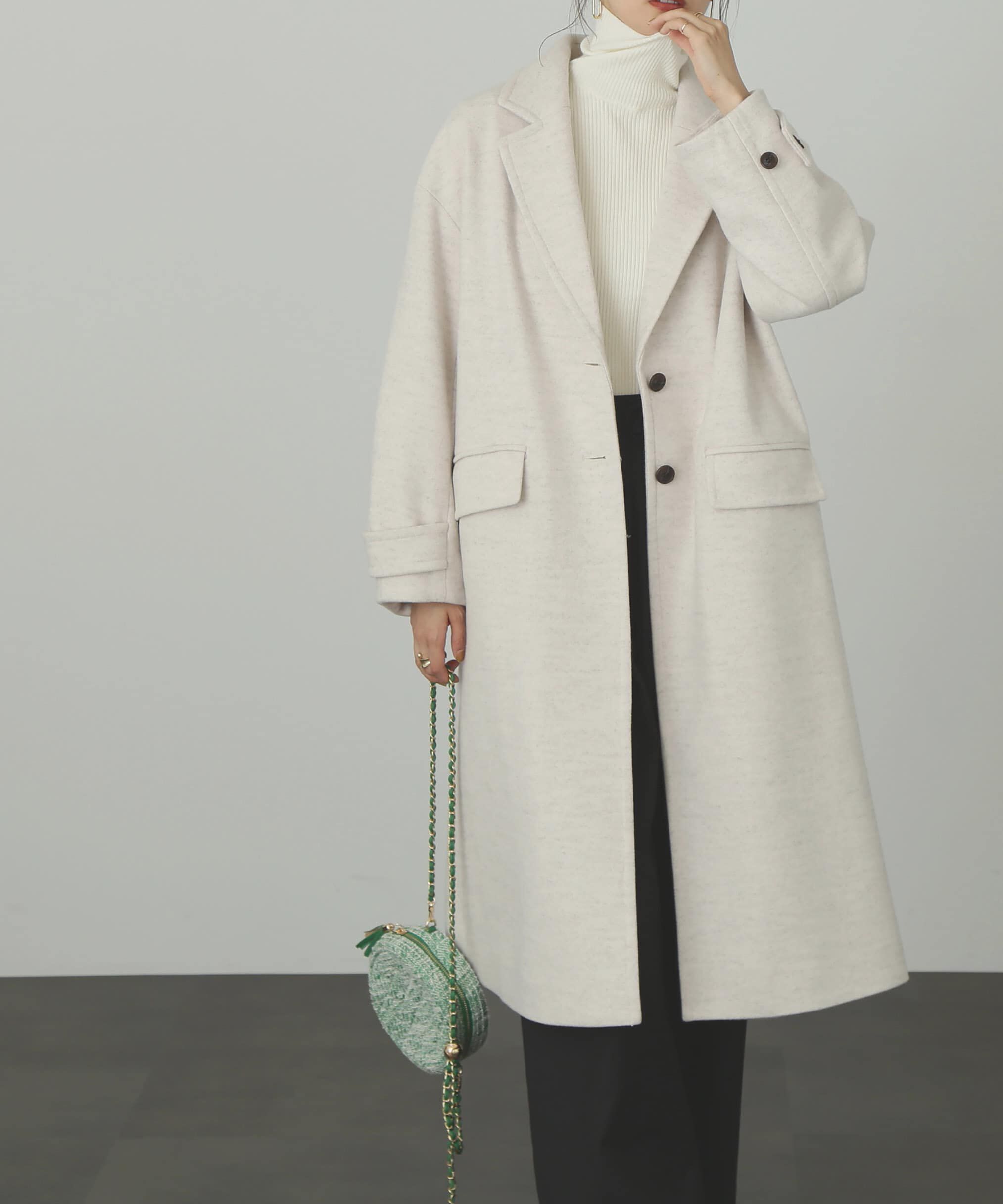  「[低身長サイズ/Sシリーズ]メルトンルーズチェスターロングコート」|その他|