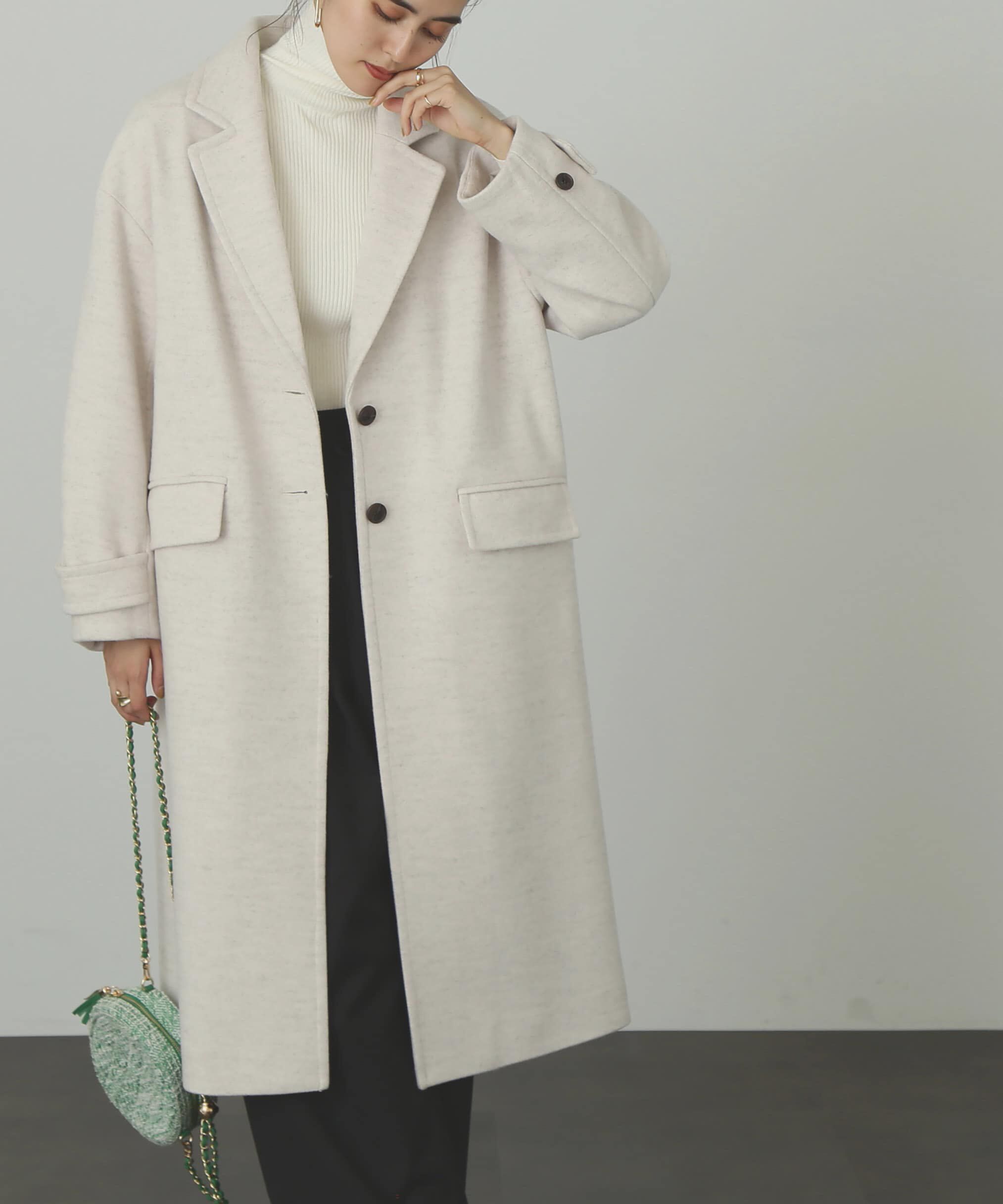  「[低身長サイズ/Sシリーズ]メルトンルーズチェスターロングコート」|その他|