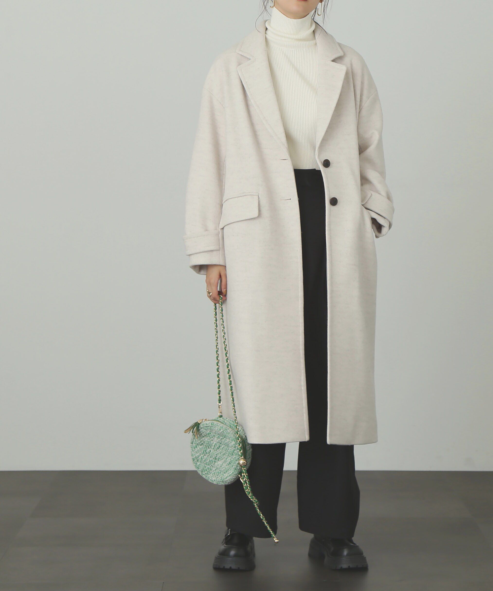  「[低身長サイズ/Sシリーズ]メルトンルーズチェスターロングコート」|その他|