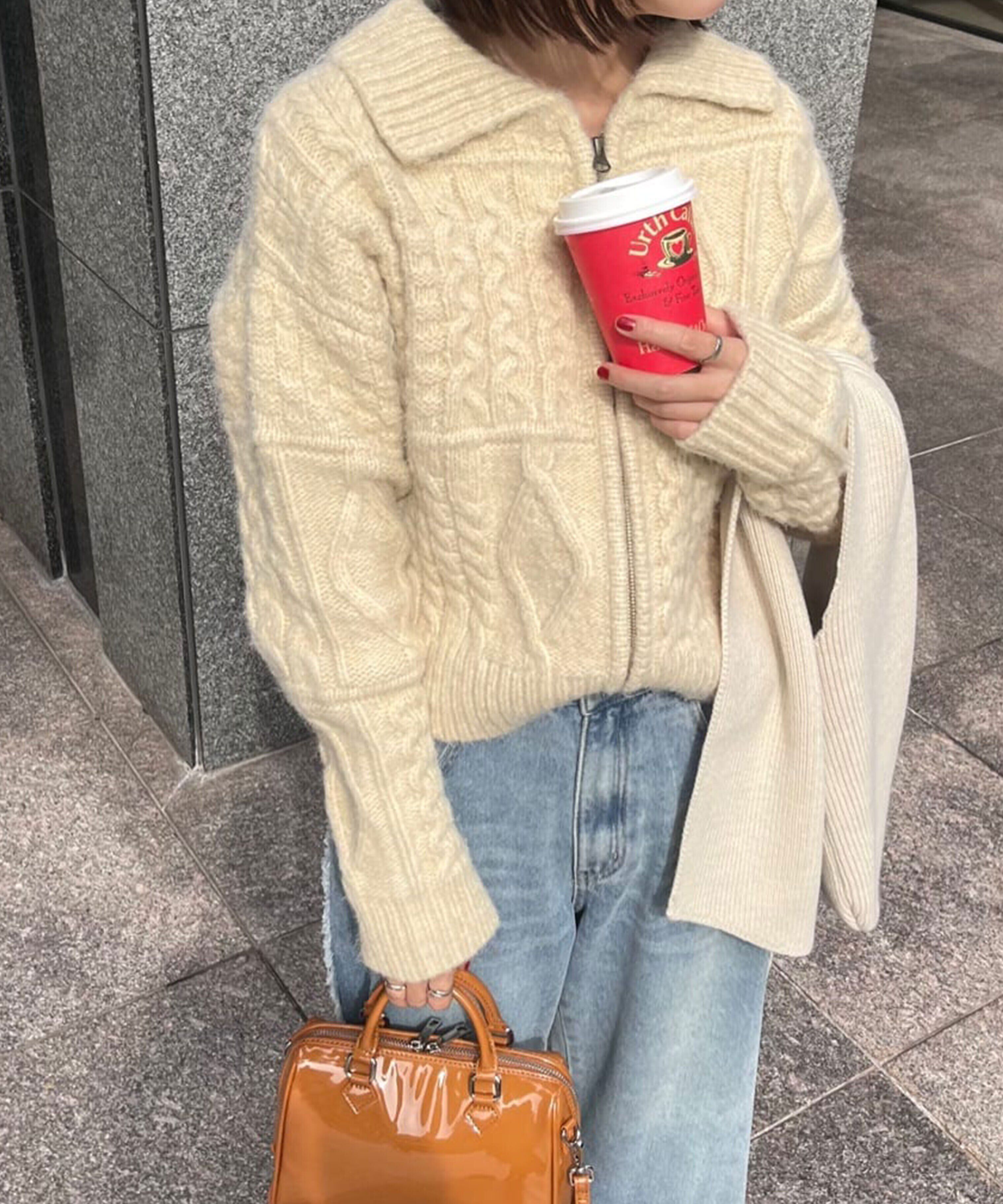  「ジャガードニットブルゾン」|ブルゾン・スタジャン|オフホワイト