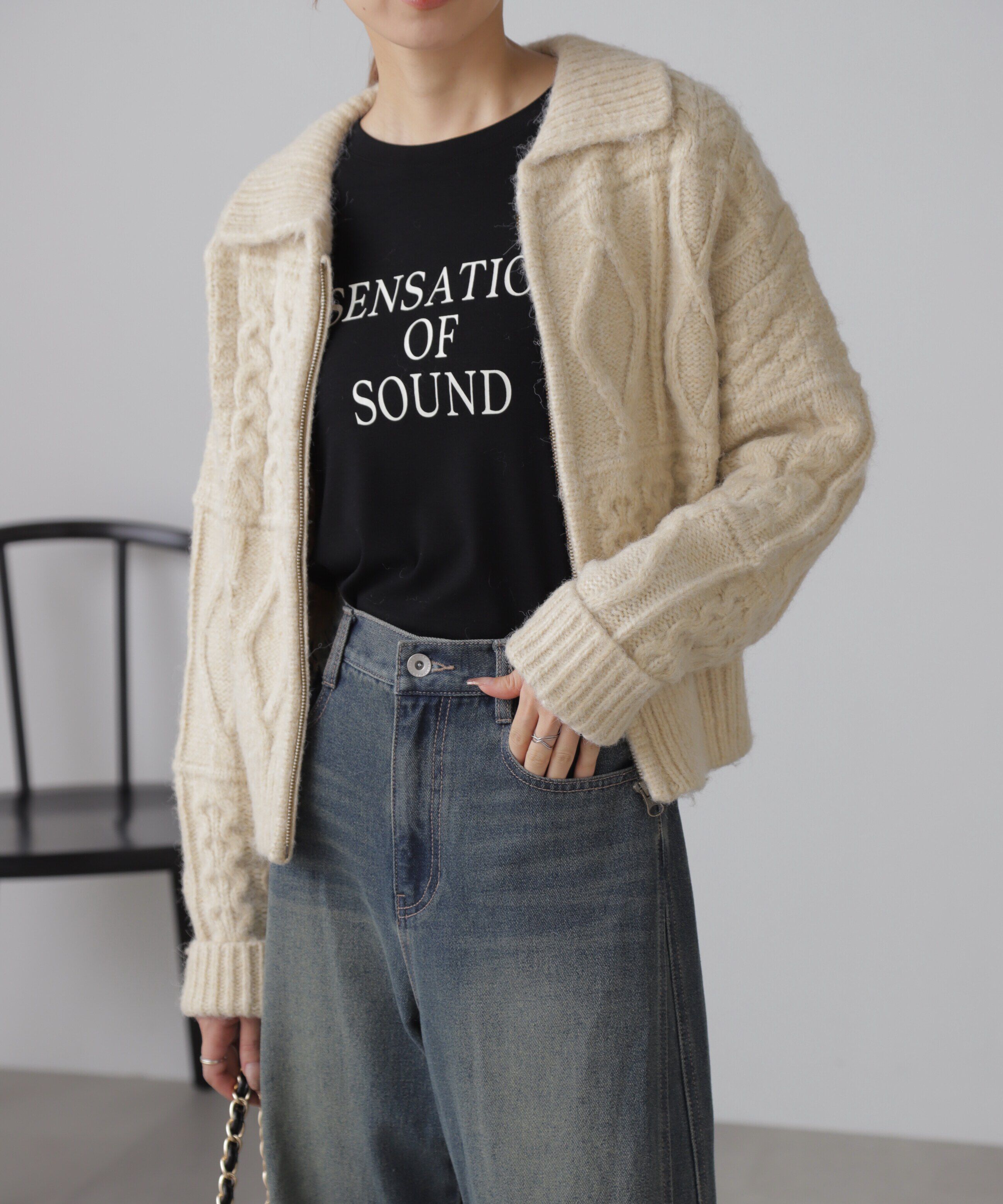  「ジャガードニットブルゾン」|ブルゾン・スタジャン|