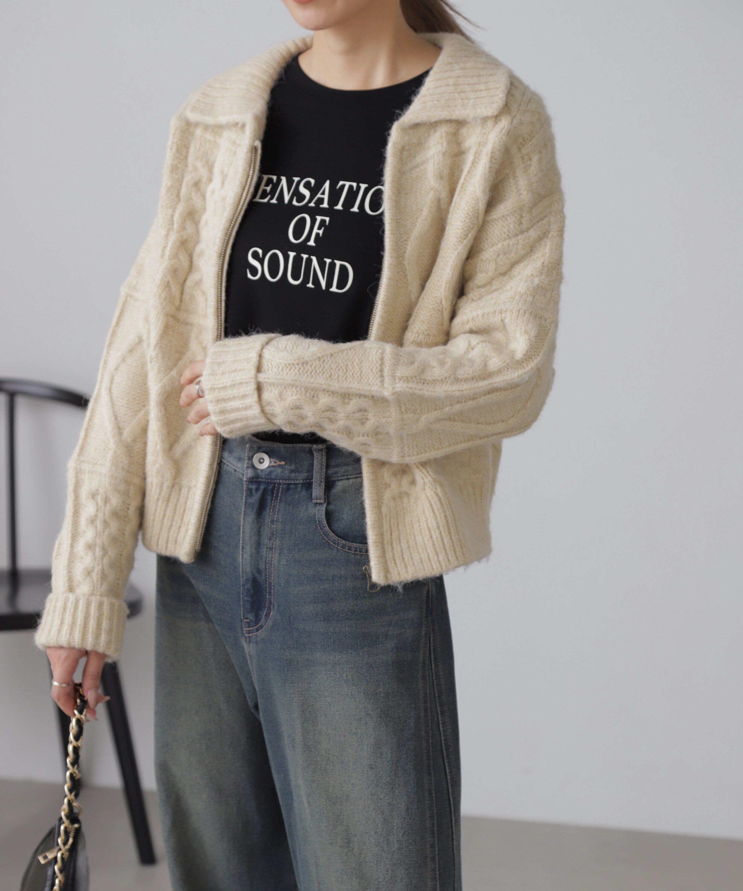  「ジャガードニットブルゾン」|ブルゾン・スタジャン|