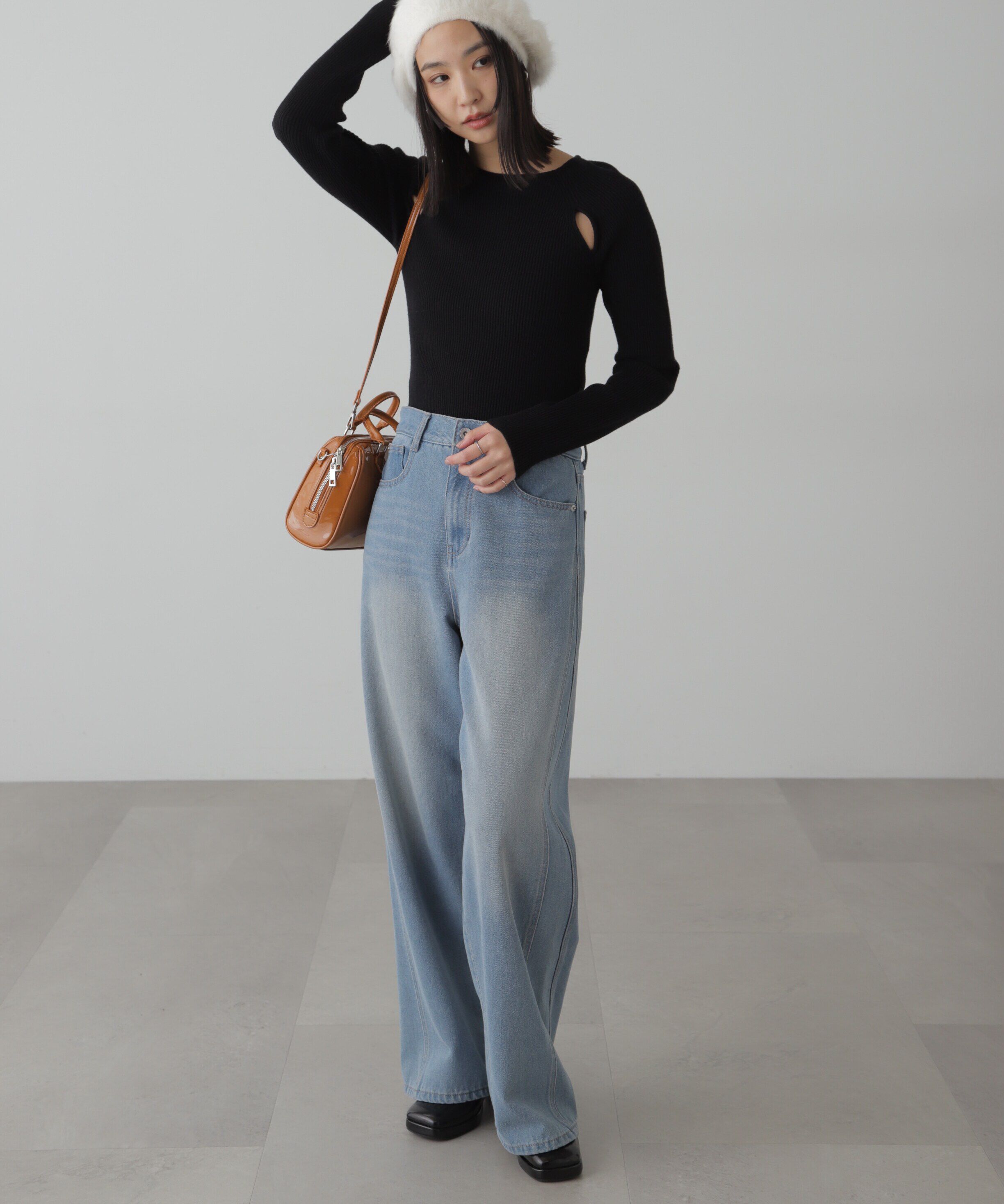  「クルーネックカッティングニット」|ニット・セーター|