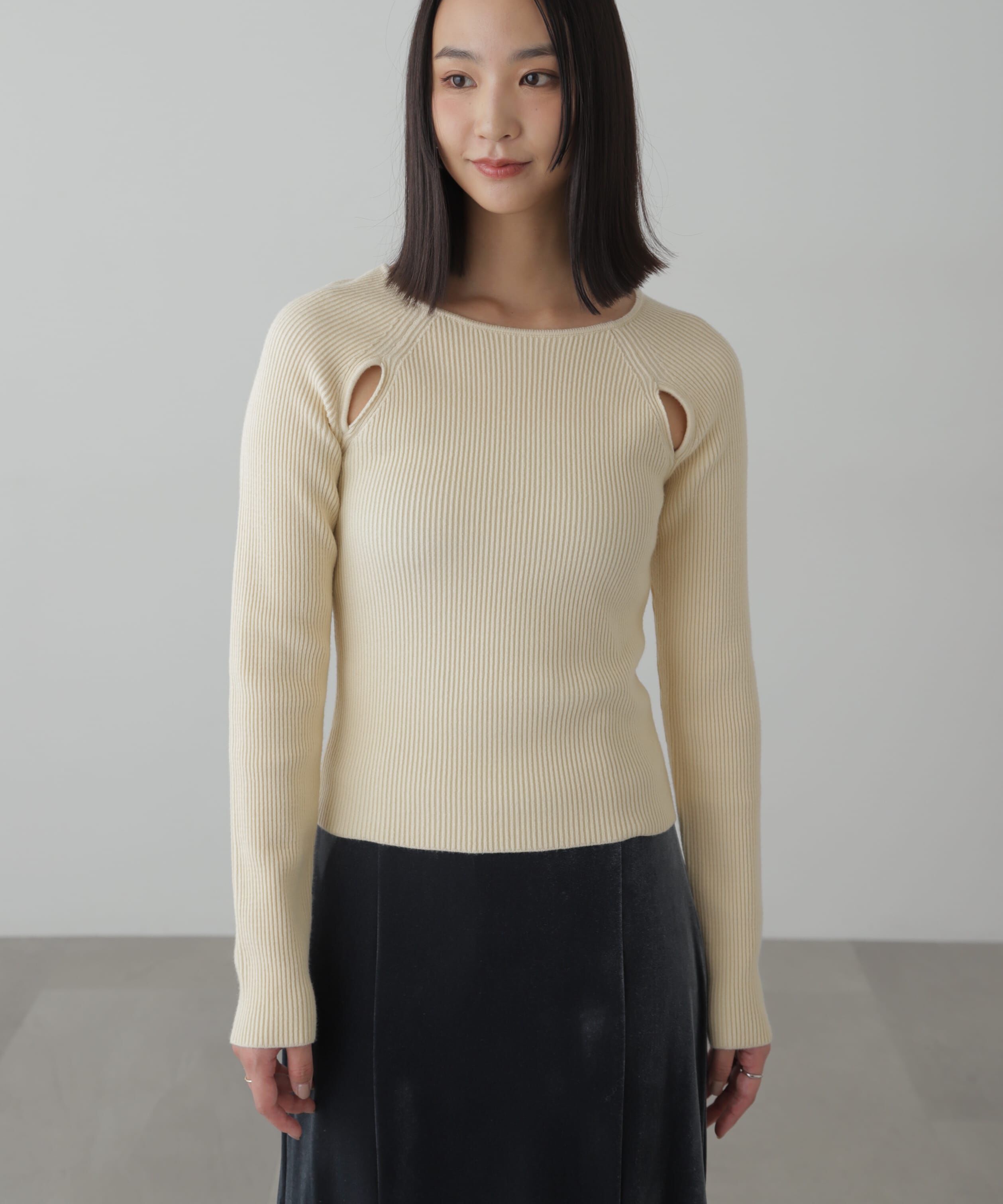  「クルーネックカッティングニット」|ニット・セーター|